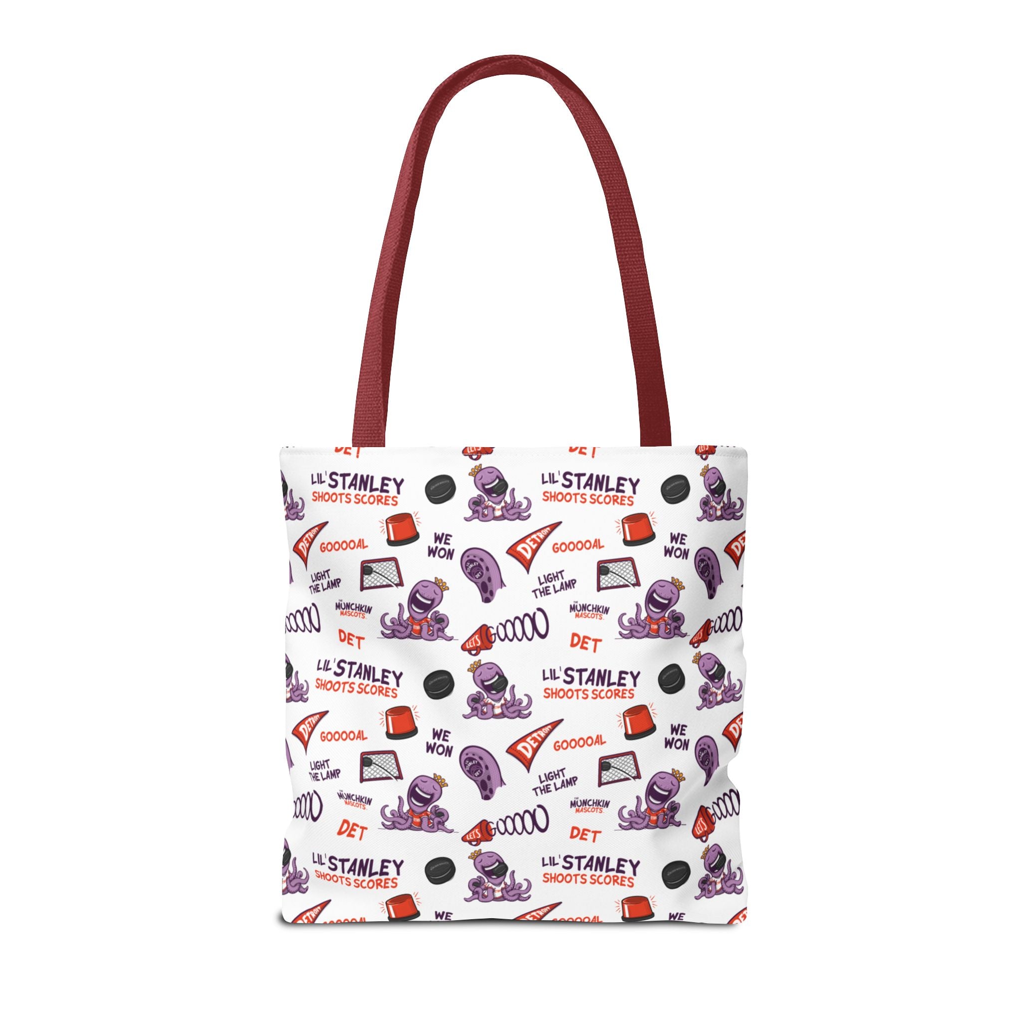 Detroit Hockey Tote Bag Lil' Stanley 'Let's Go' + Pattern | Hand-Drawn Art | Gifts for Parents