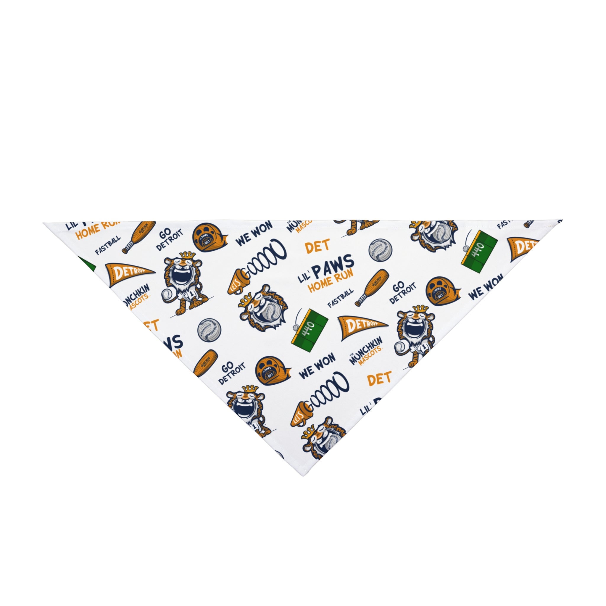 Detroit Baseball Pet Bandana Lil' Paws Pattern | Hand-Drawn Art | Gifts for Pets
