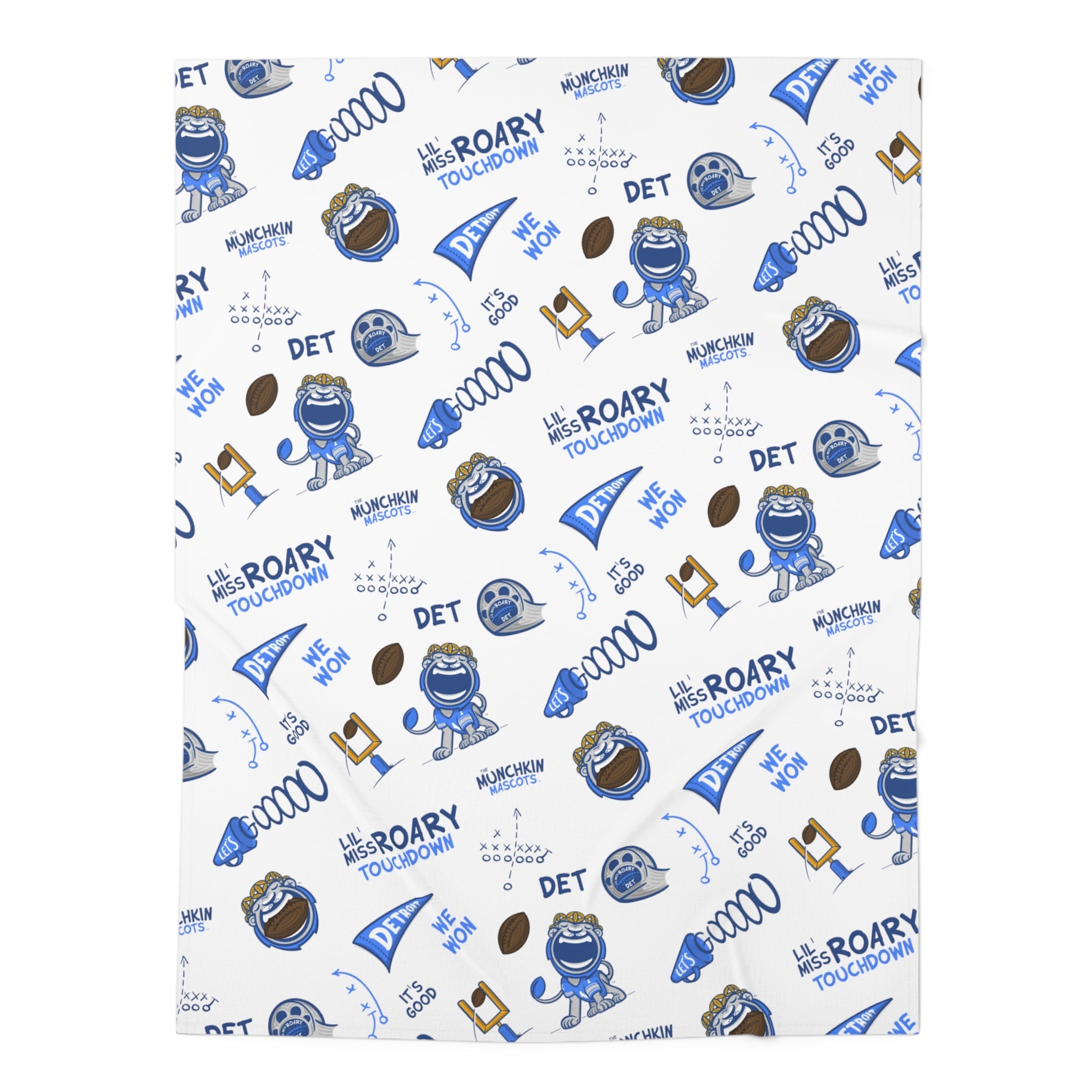 Baby Swaddle Blanket - Pattern - Lil' Miss Roary DET Football Printify