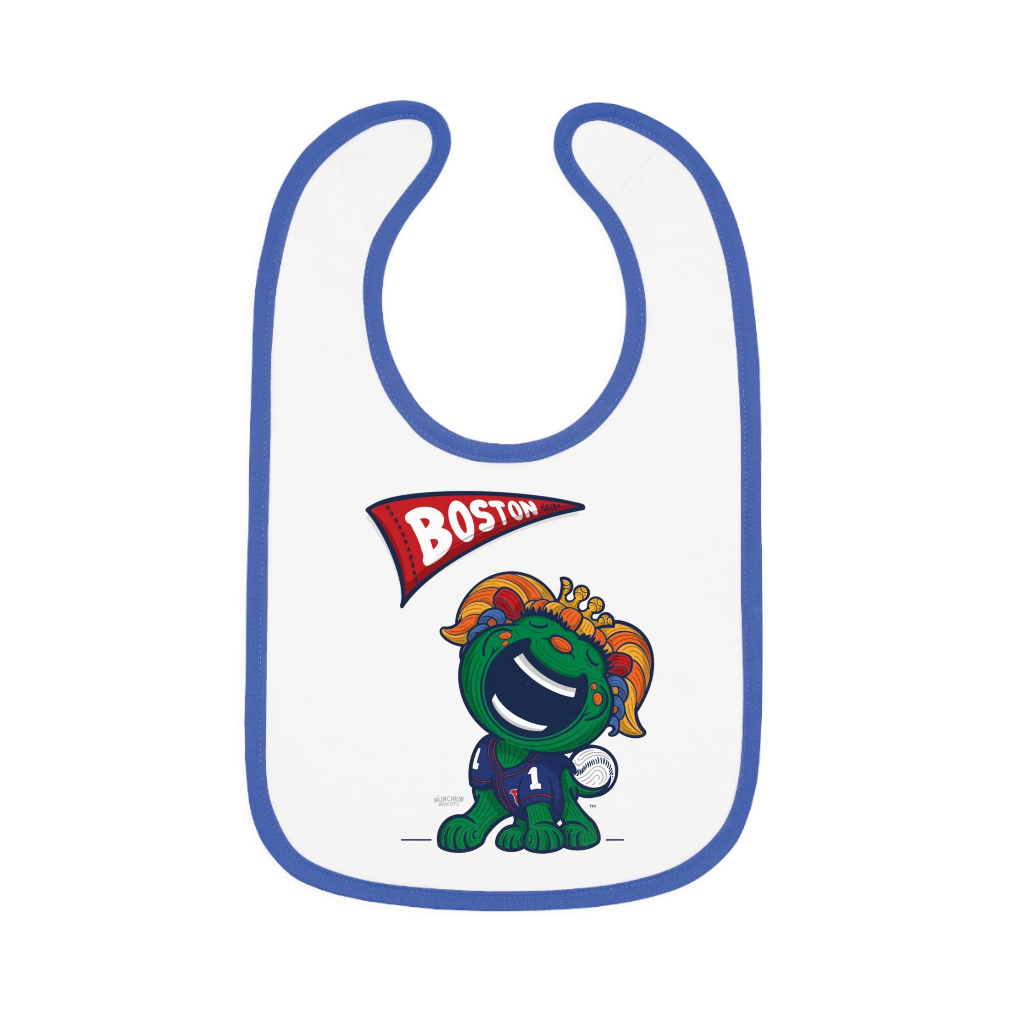 Boston Baseball Baby Bib & Infant Lil' Miss Tessie Themed | Hand-Drawn Art | Gifts for Newborns