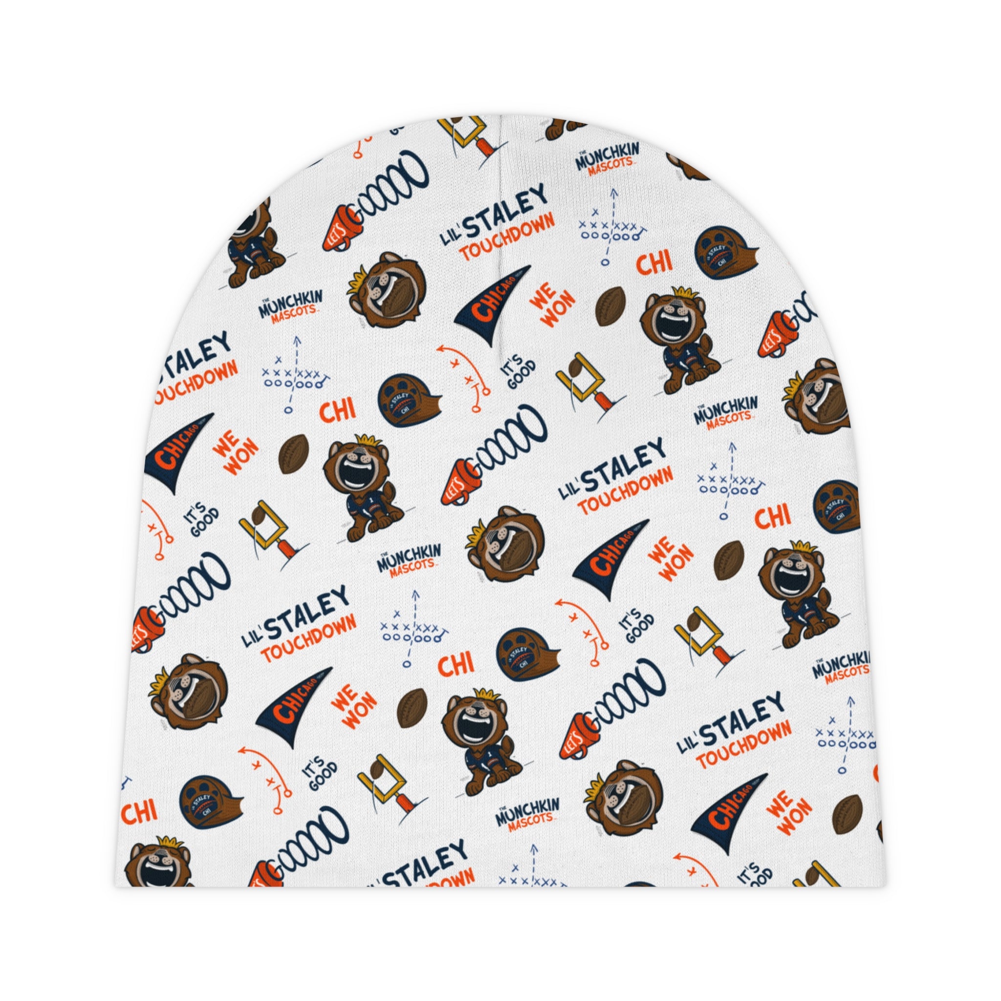 Chicago Football Baby Beanie Lil' Staley Pattern | Hand-Drawn Art | Gifts for Newborns
