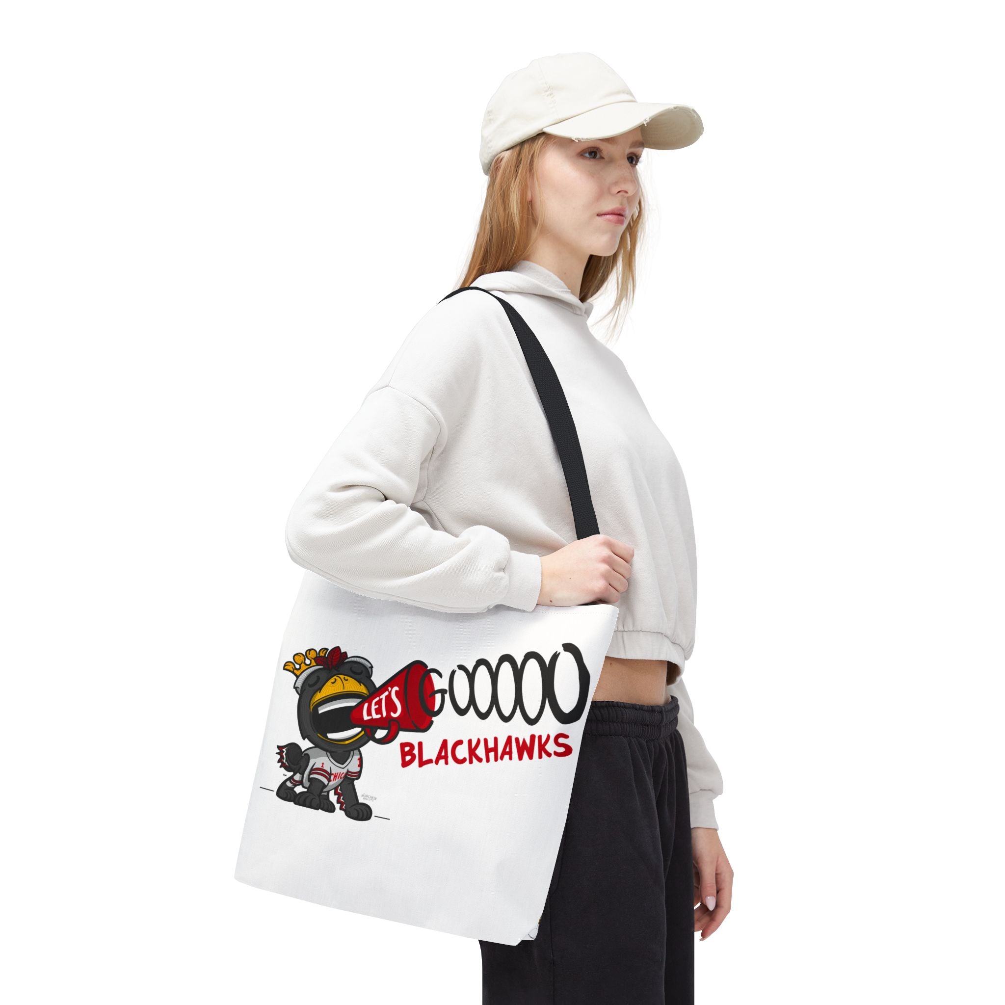 Chicago Hockey Tote Bag Lil' Tommy 'Let's Go' + Pattern | Hand-Drawn Art | Gifts for Parents