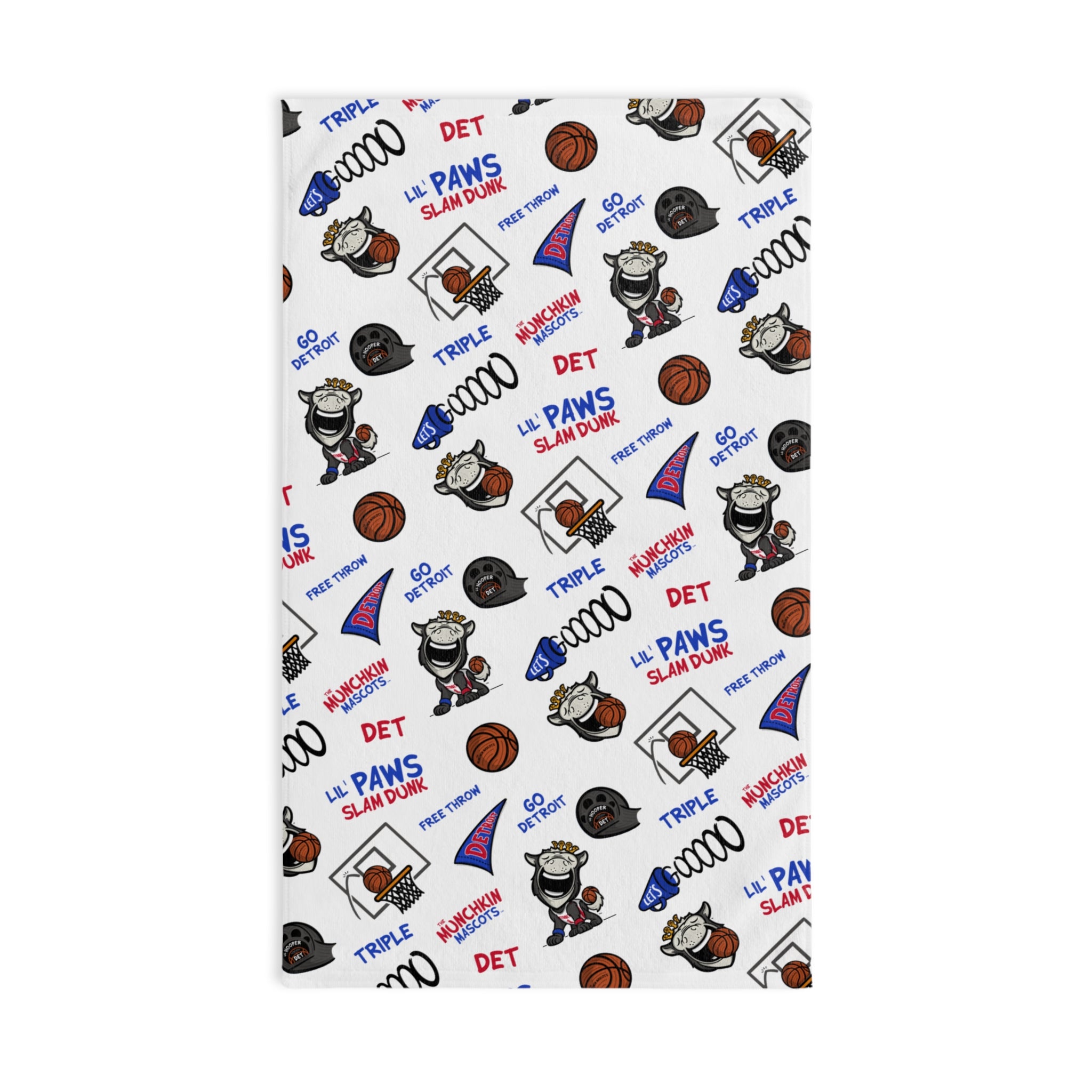 Detroit Basketball Hand Towel Lil' Hooper Pattern | Hand-Drawn Art | Gifts for Kids