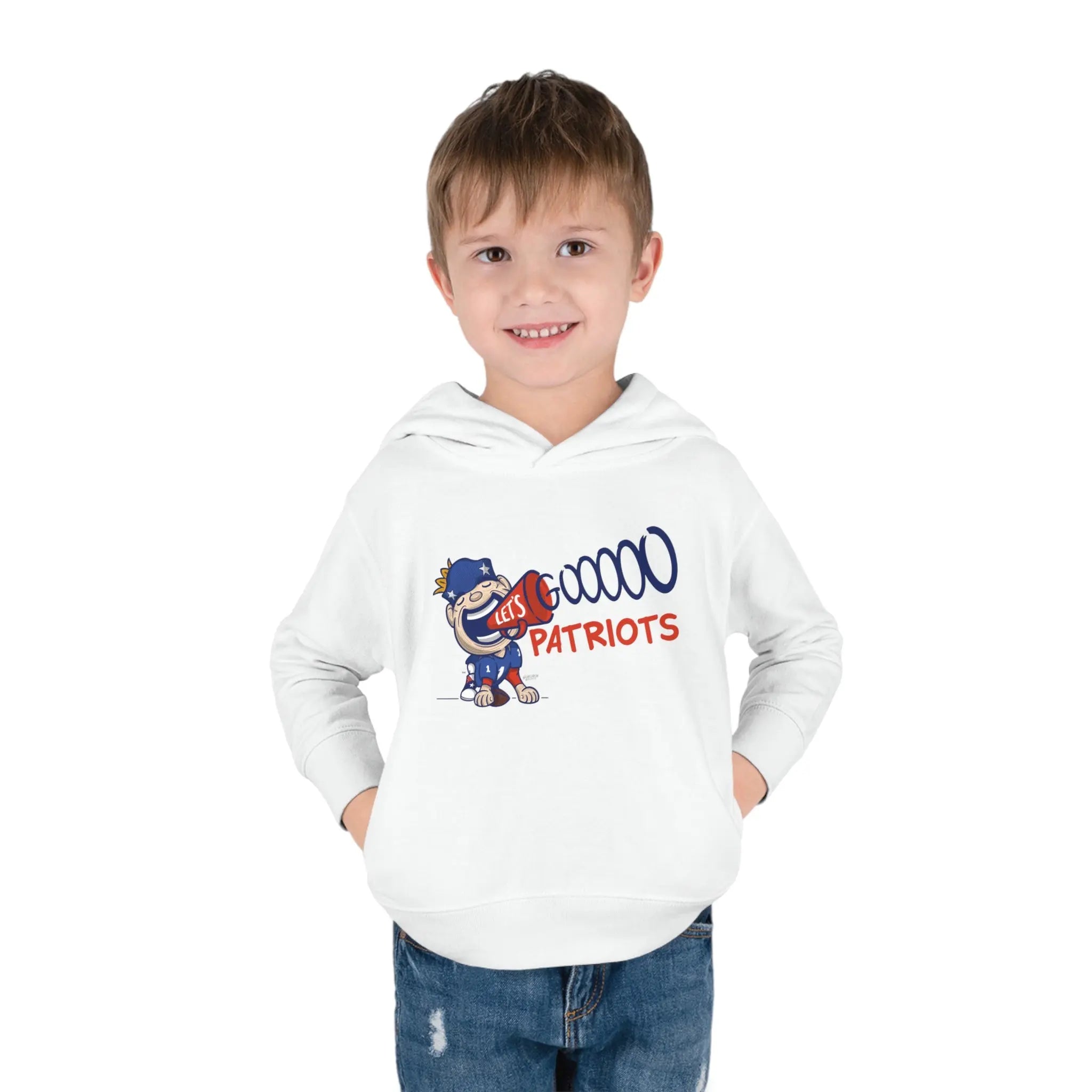 Toddler Pullover Fleece Hoodie - Let's Go - Lil' Pat NE Football Printify