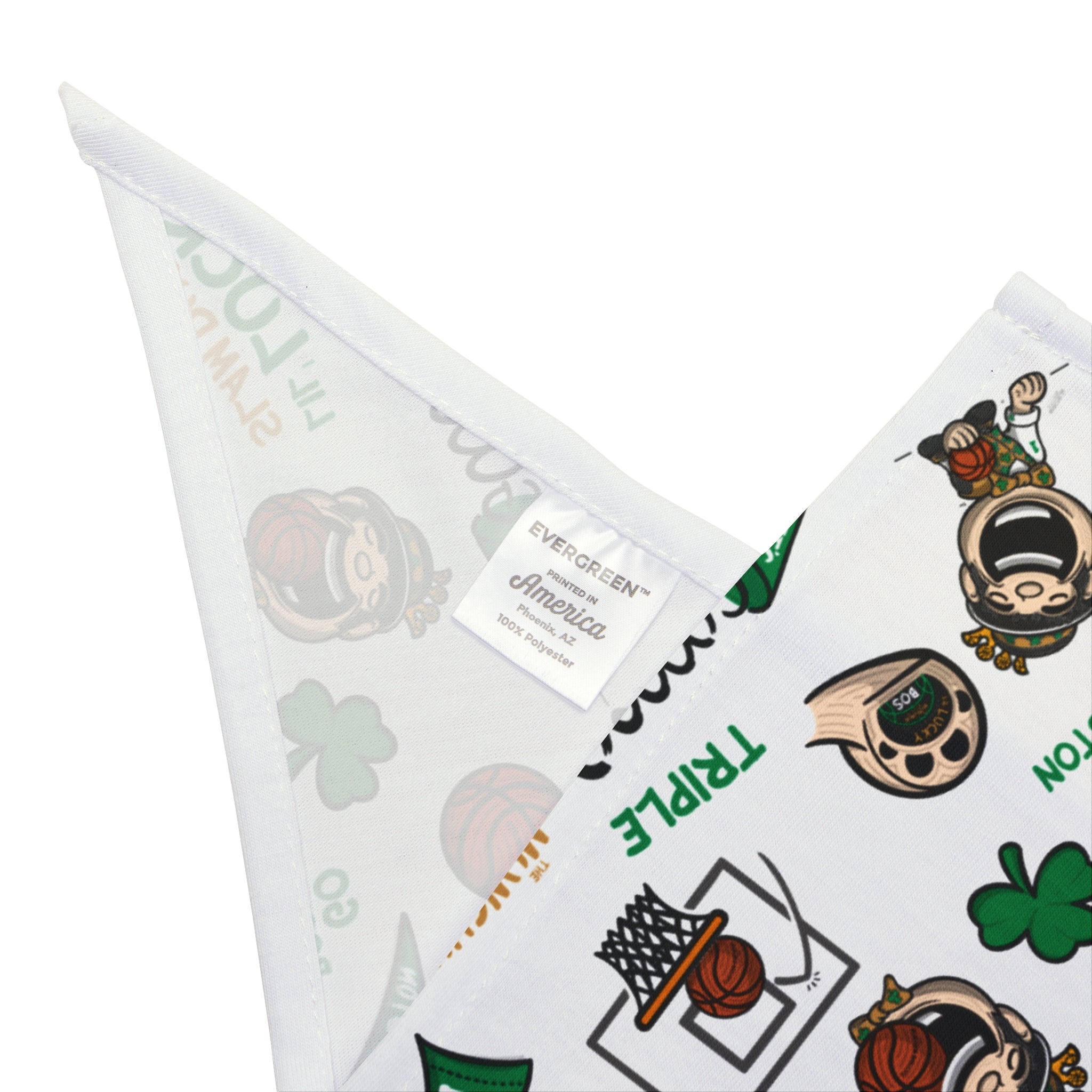 Boston Basketball Pet Bandana Lil' Lucky Pattern | Hand-Drawn Art | Gifts for Pets