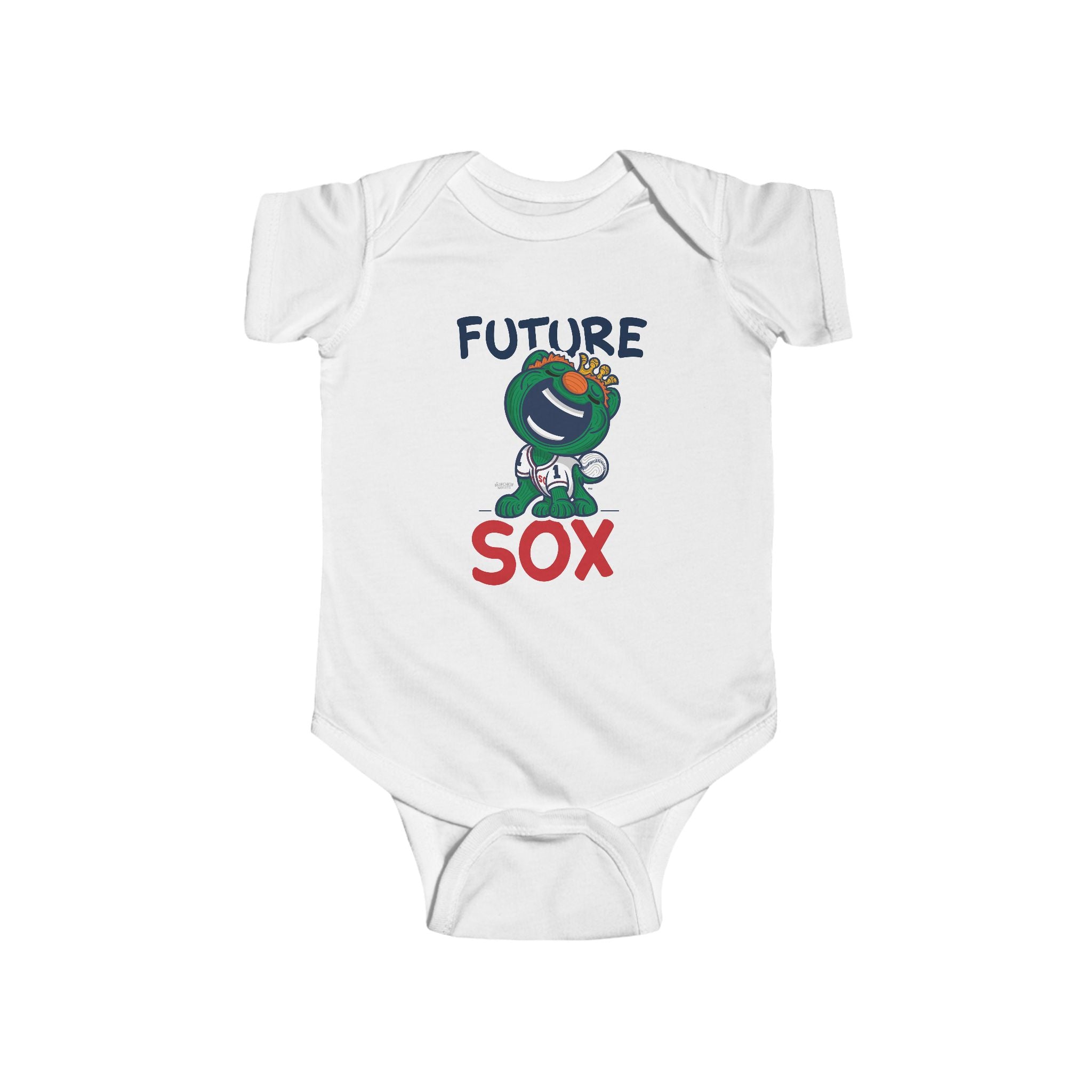 Boston Baseball Newborn & Infant Lil' Wally 'Future' Jersey Bodysuit | Hand-Drawn Art | Gifts for Newborns