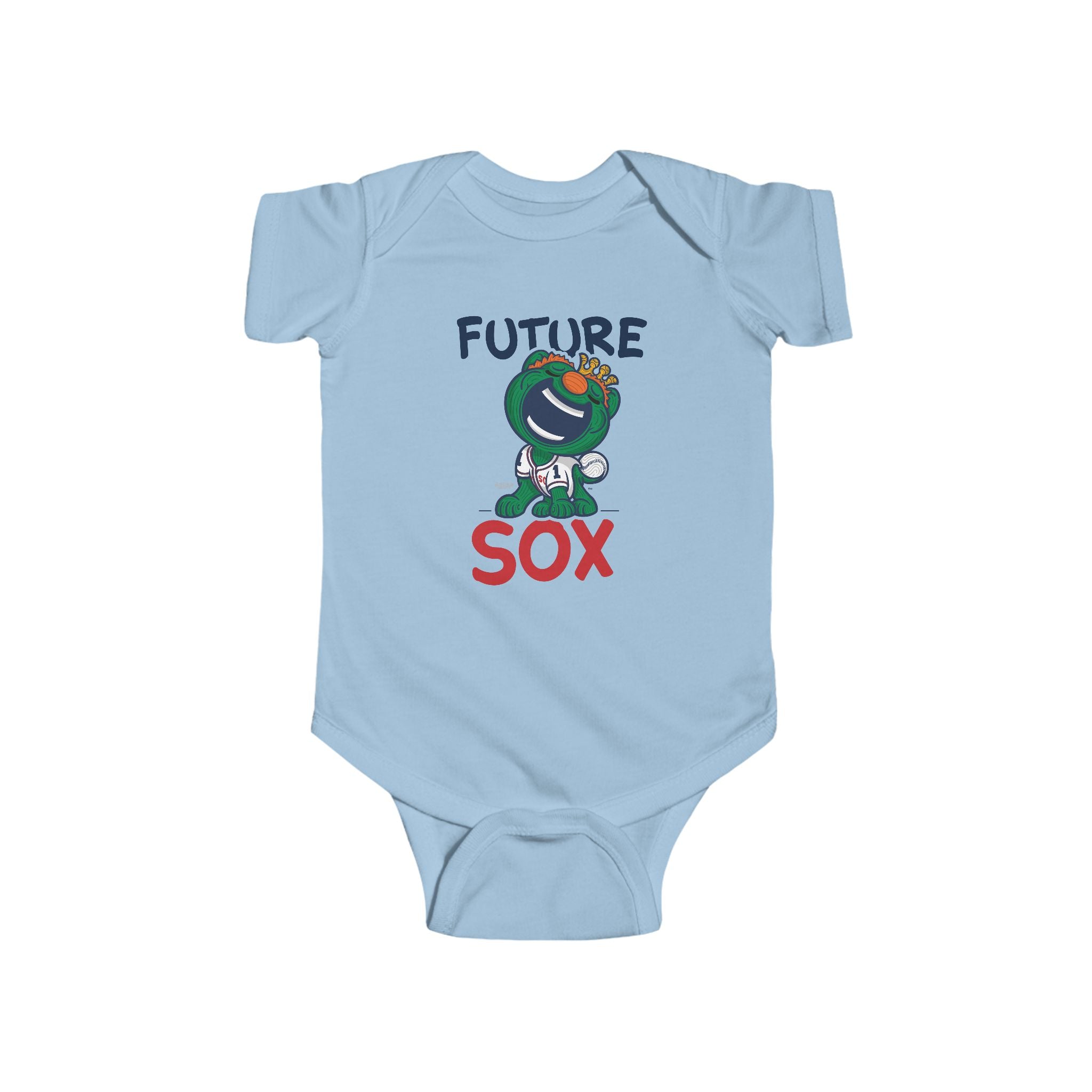 Boston Baseball Newborn & Infant Lil' Wally 'Future' Jersey Bodysuit | Hand-Drawn Art | Gifts for Newborns