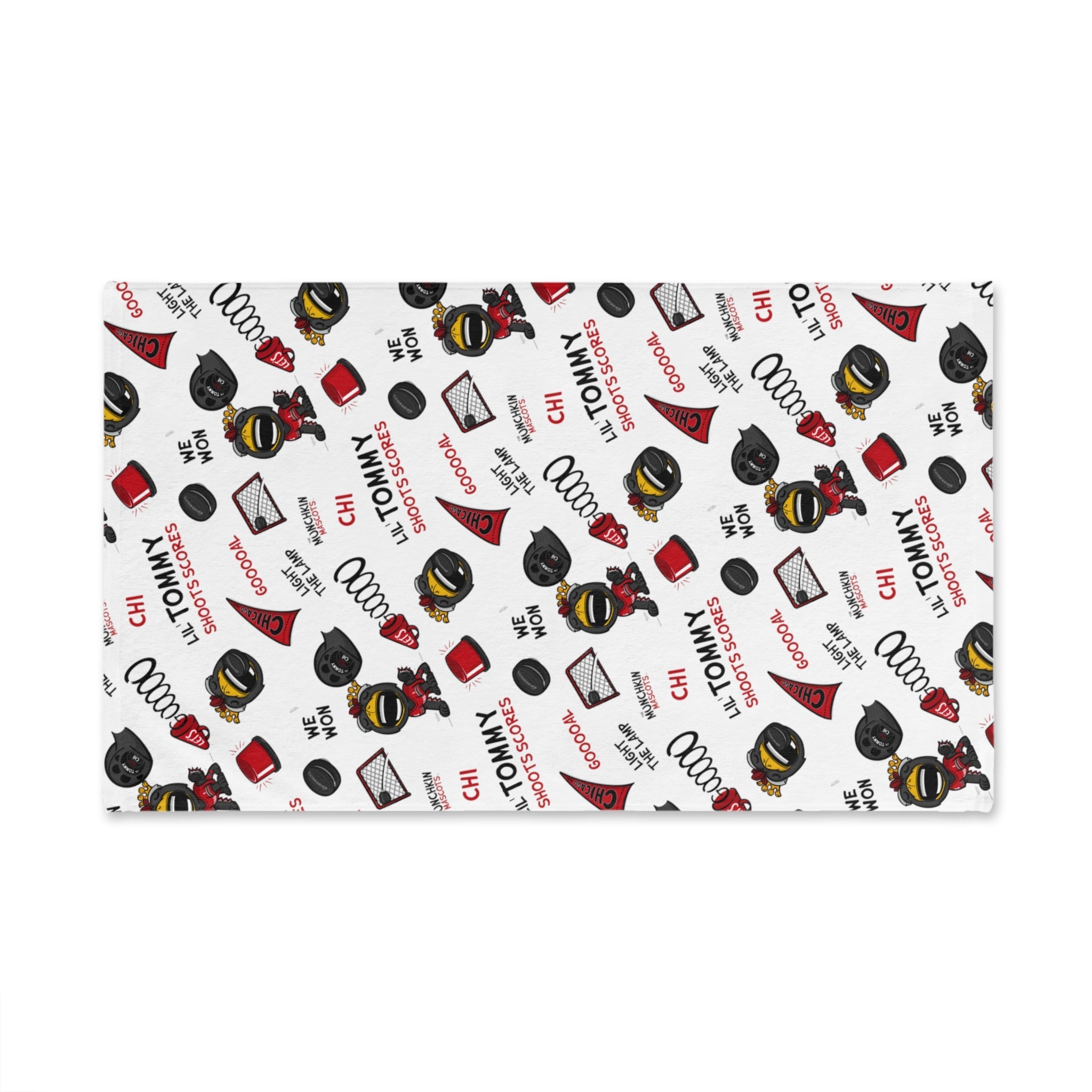 Hand Towel - Pattern - Lil' Tommy CHI Hockey Printify