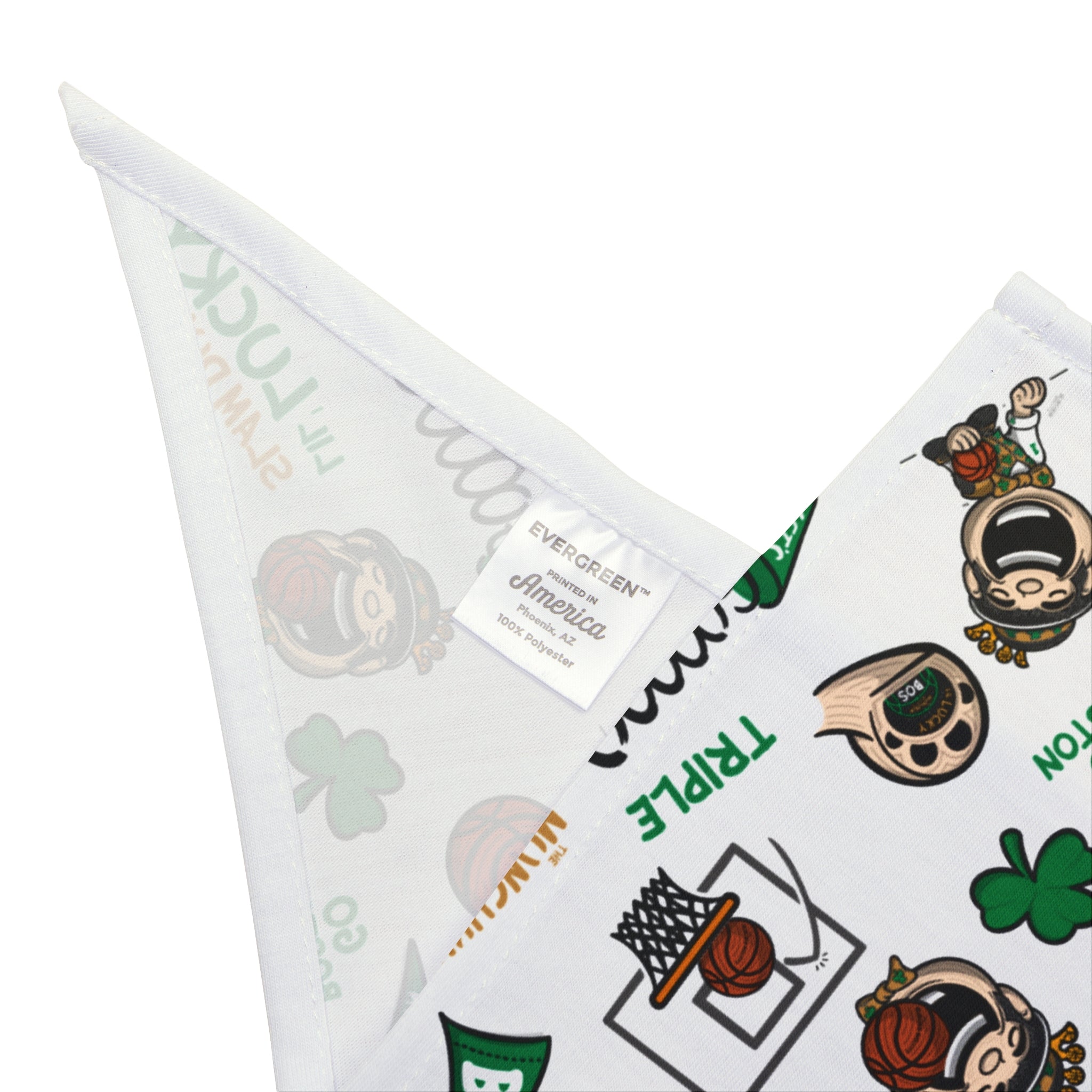 Boston Basketball Pet Bandana Lil' Lucky Pattern | Hand-Drawn Art | Gifts for Pets