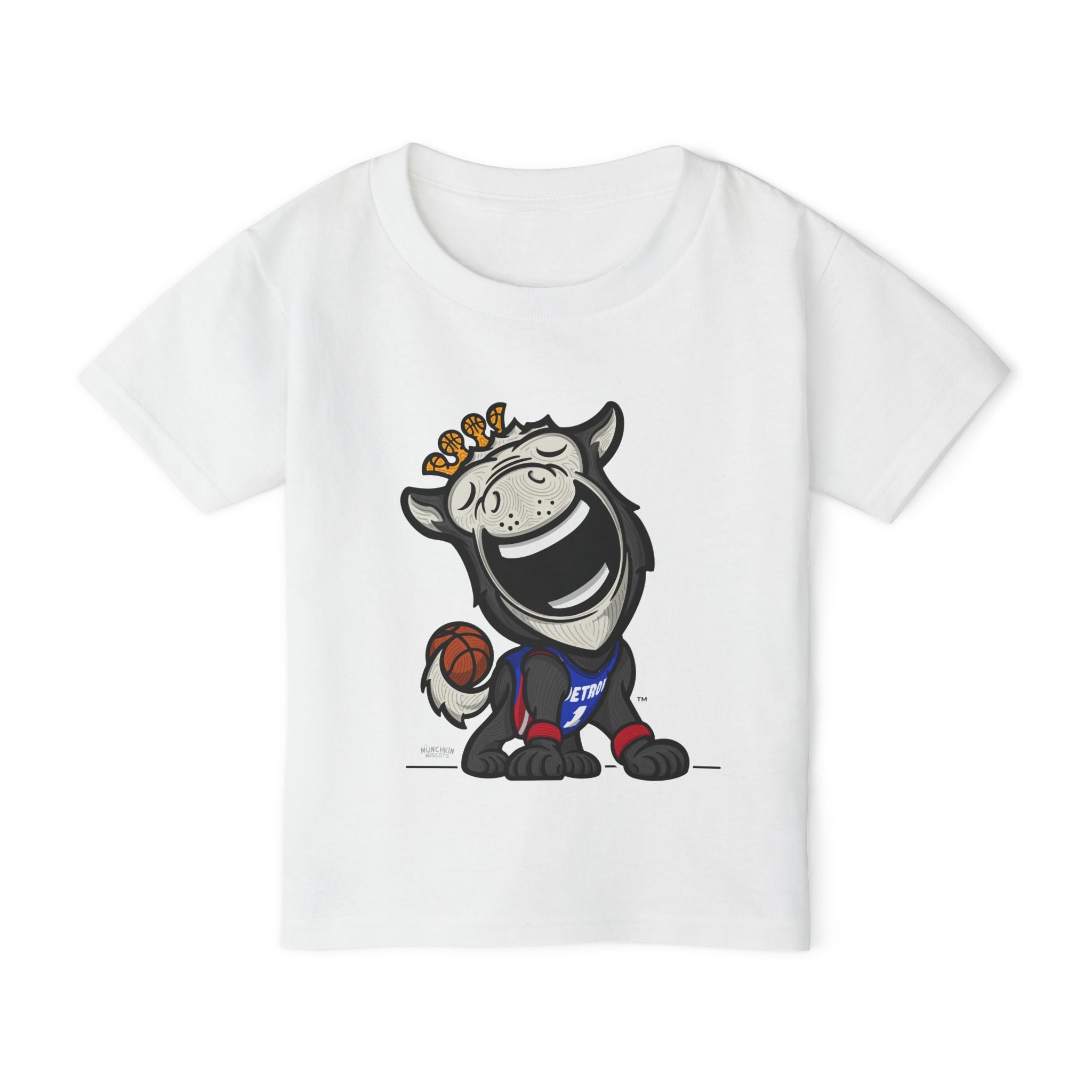 Detroit Basketball Toddler Tshirt Lil' Hooper 'Home/Away Mascot' | Hand-Drawn Art | Gifts for Kids