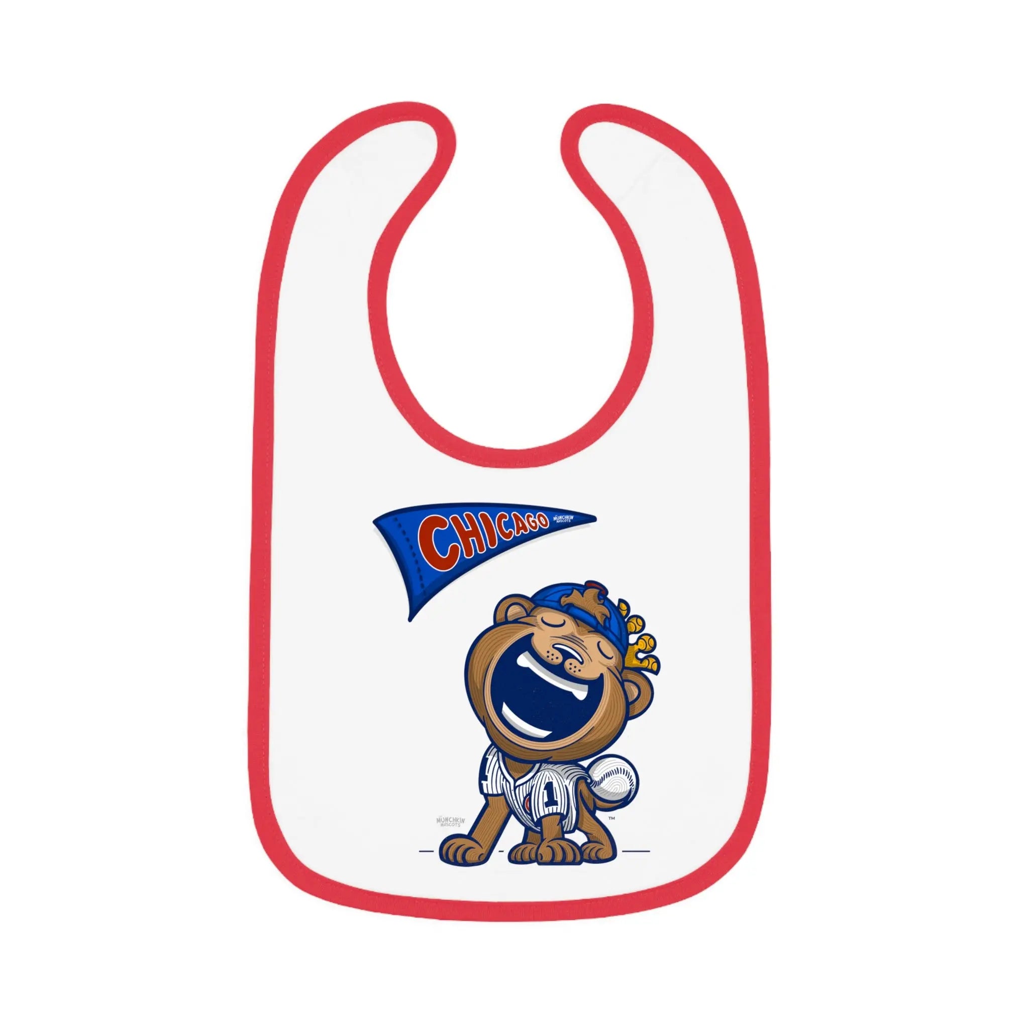 Baby Contrast Trim Jersey Bib - Flag + LilClark - Lil' Clark CHI Baseball Printify