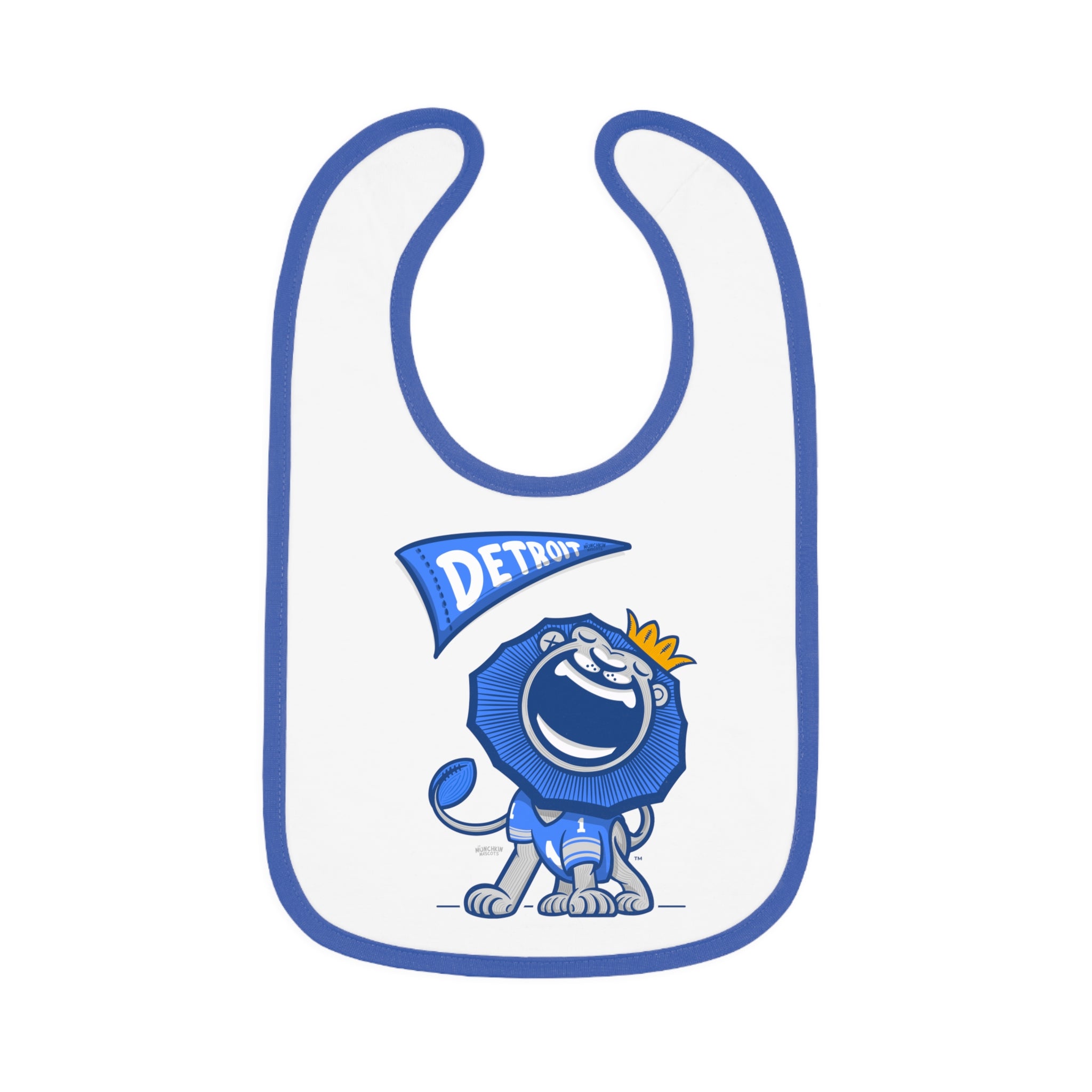 Detroit Football Baby Bib & Infant Lil' Roary Themed | Hand-Drawn Art | Gifts for Newborns