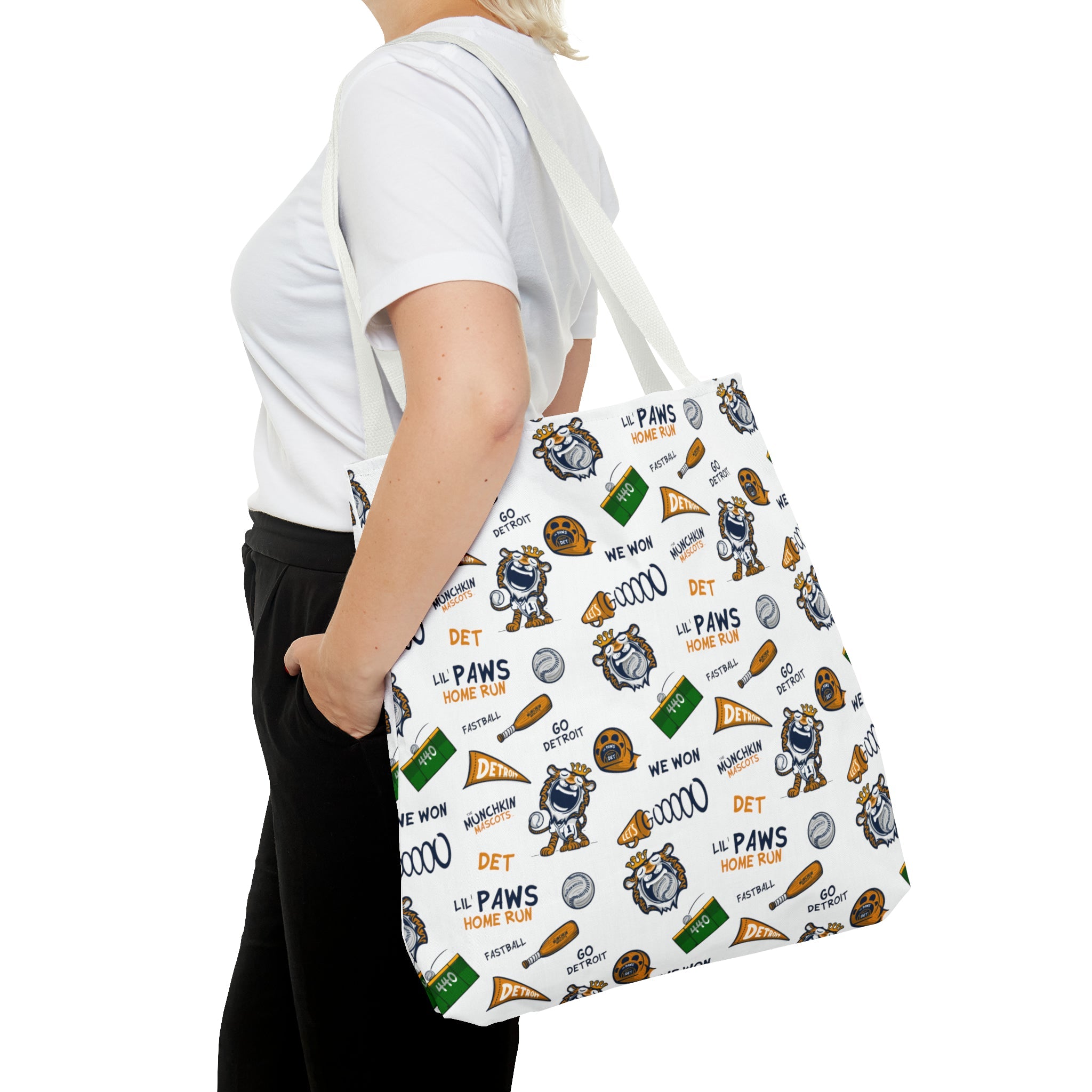 🐾⚾ Tote Bag (AOP) - Pattern - Lil' Paws DET Baseball ⚾🐾 Printify