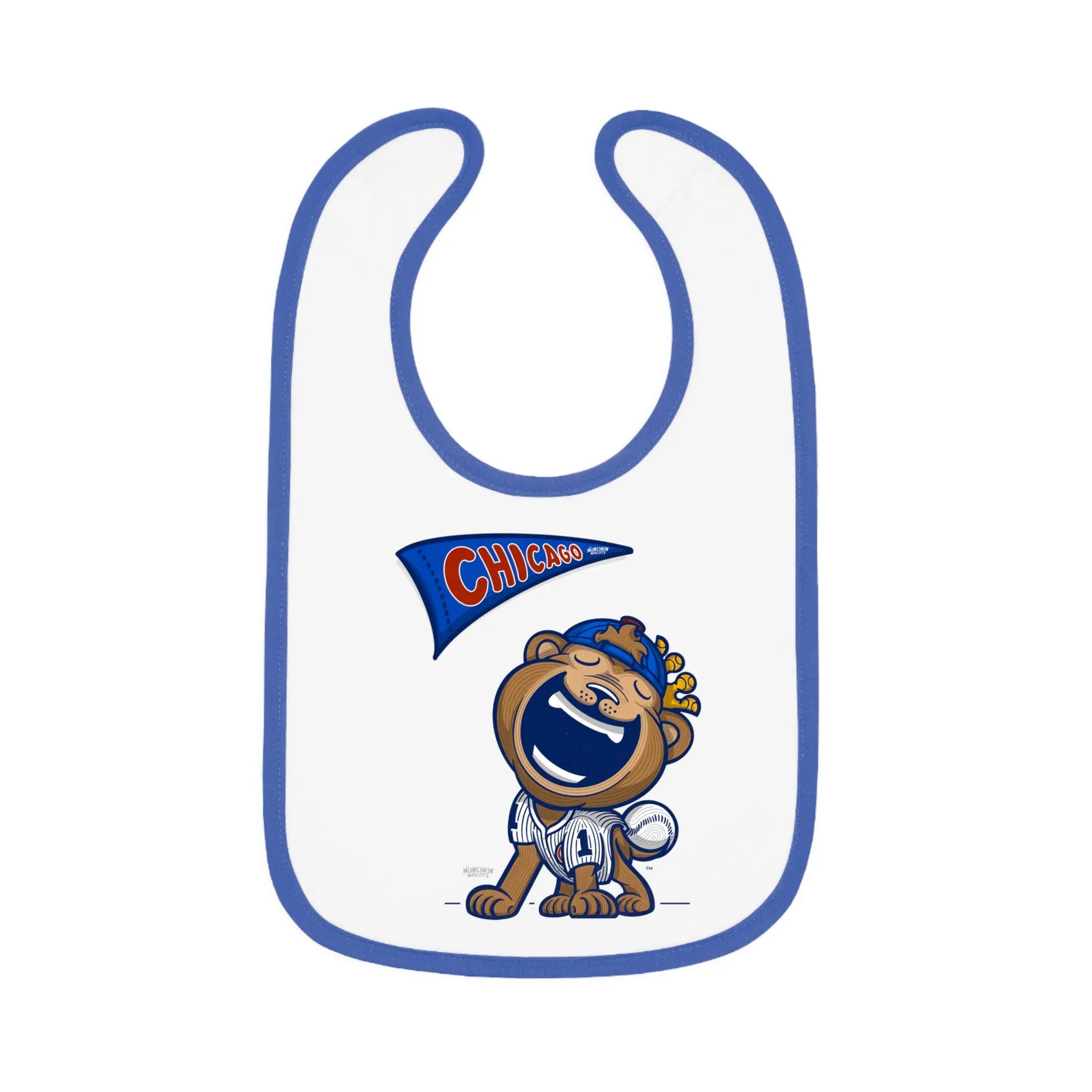 Baby Contrast Trim Jersey Bib - Flag + LilClark - Lil' Clark CHI Baseball Printify