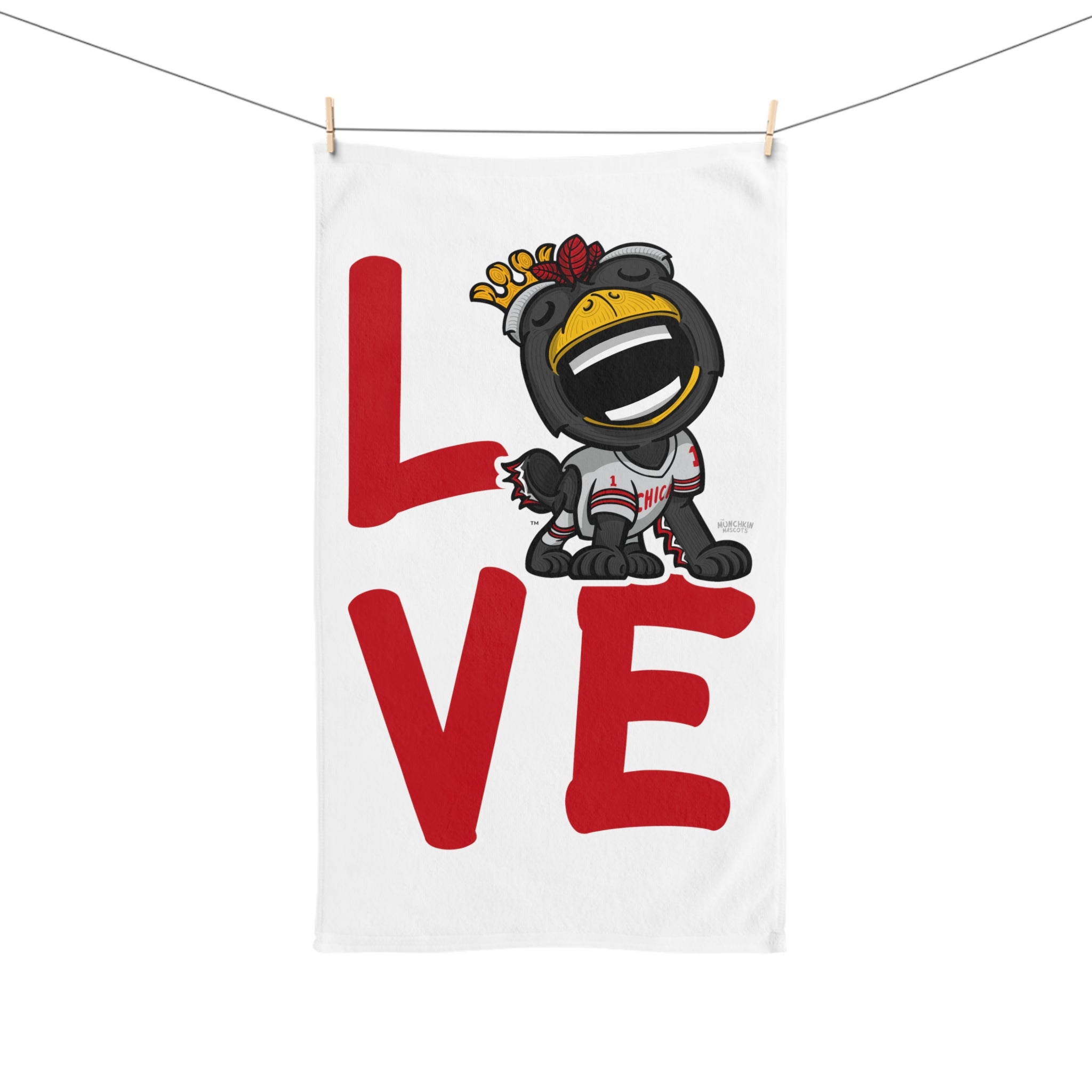 Hand Towel - LOVE - Lil' Tommy CHI Hockey Printify