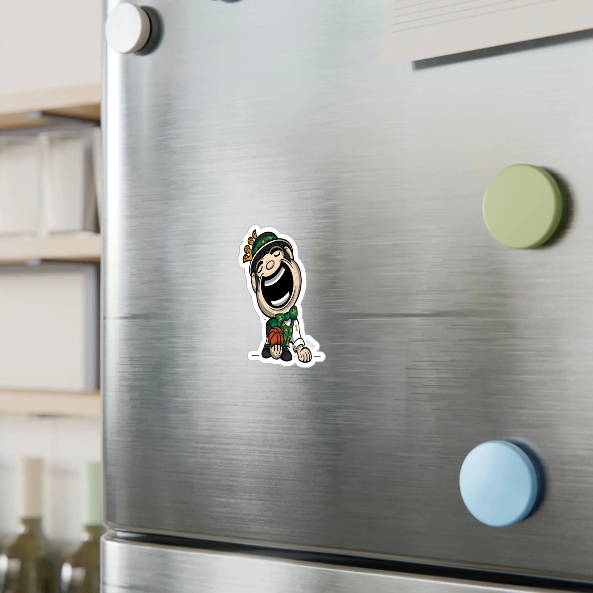 Kiss-Cut Vinyl Decals - Head Tilt Left - Lil' Lucky BOS Basketball Printify