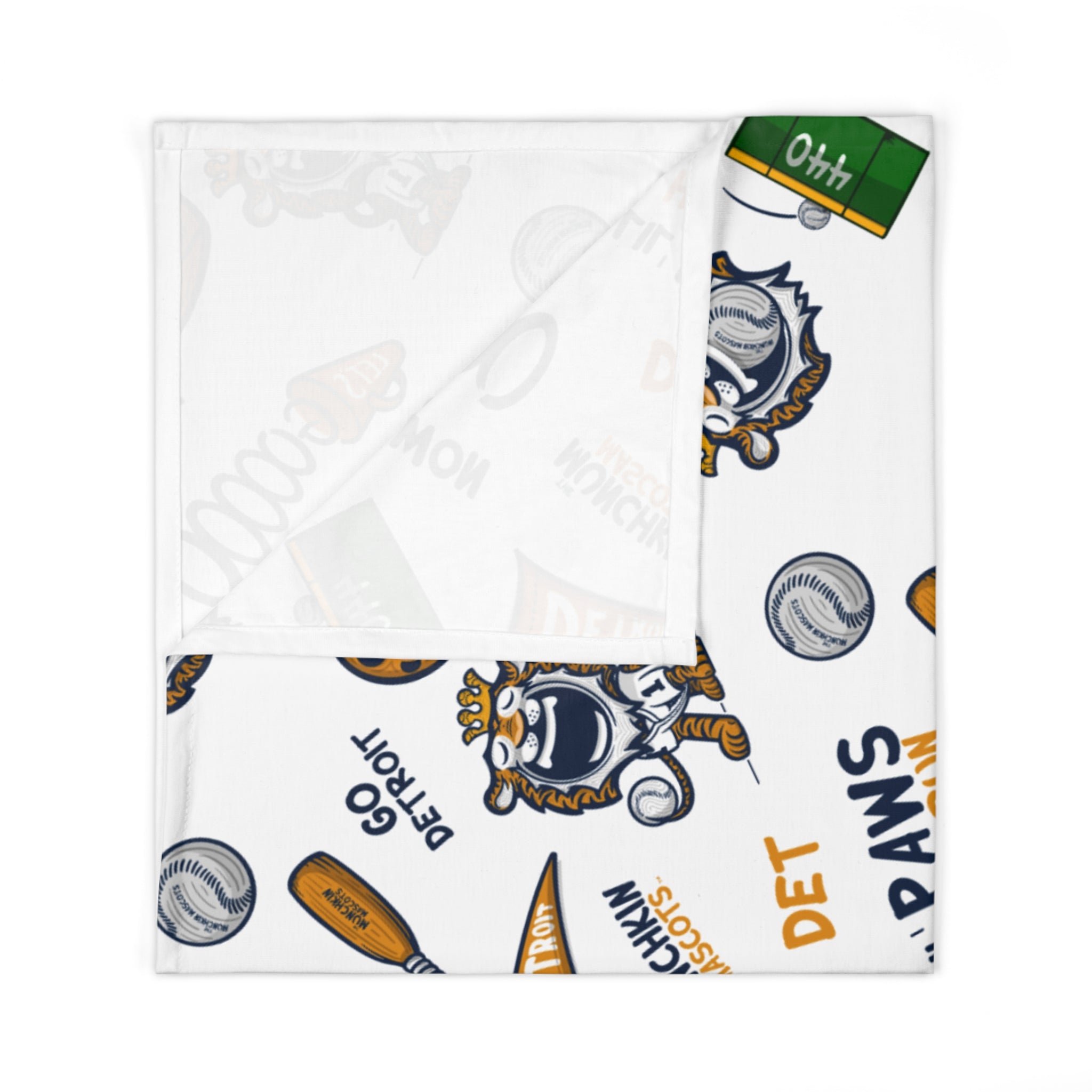 Detroit Baseball Baby Swaddle Blanket Lil' Paws Pattern | Hand-Drawn Art | Gifts for Newborns