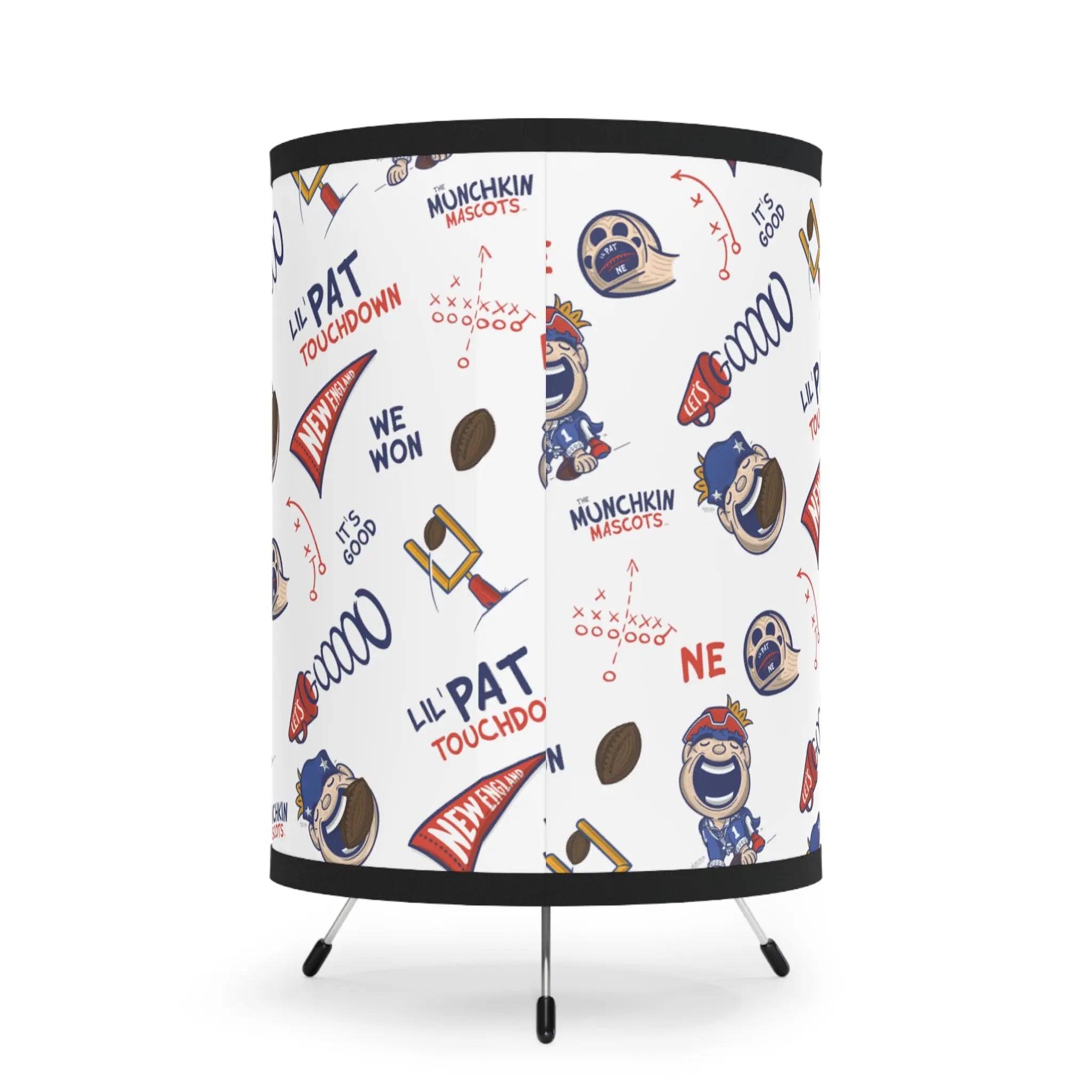 Tripod Lamp with High-Res Printed Shade, US\CA plug - Pattern - Lil' Pat NE Football Printify