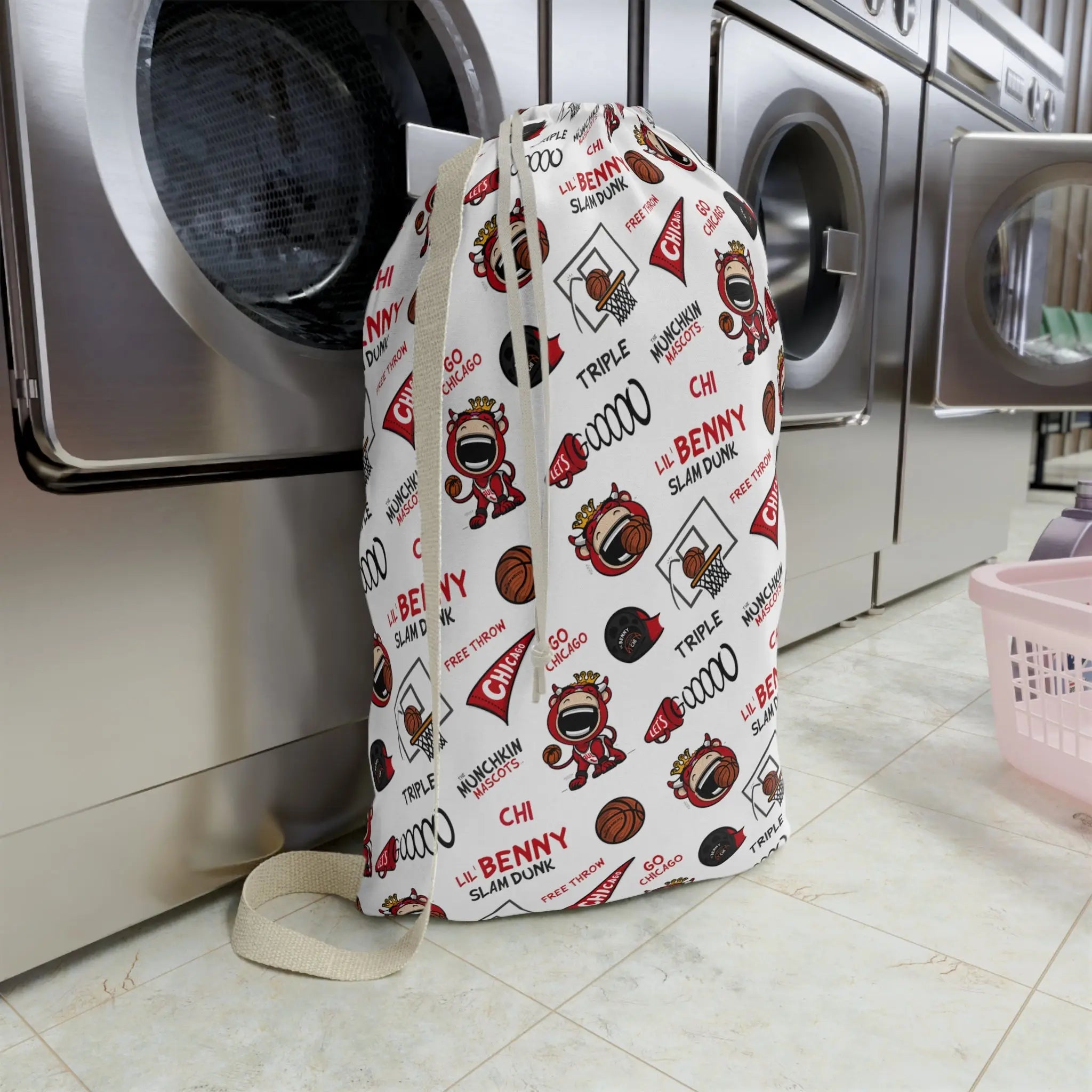 Laundry Bag - Pattern - Lil' Benny CHI Basketball Printify