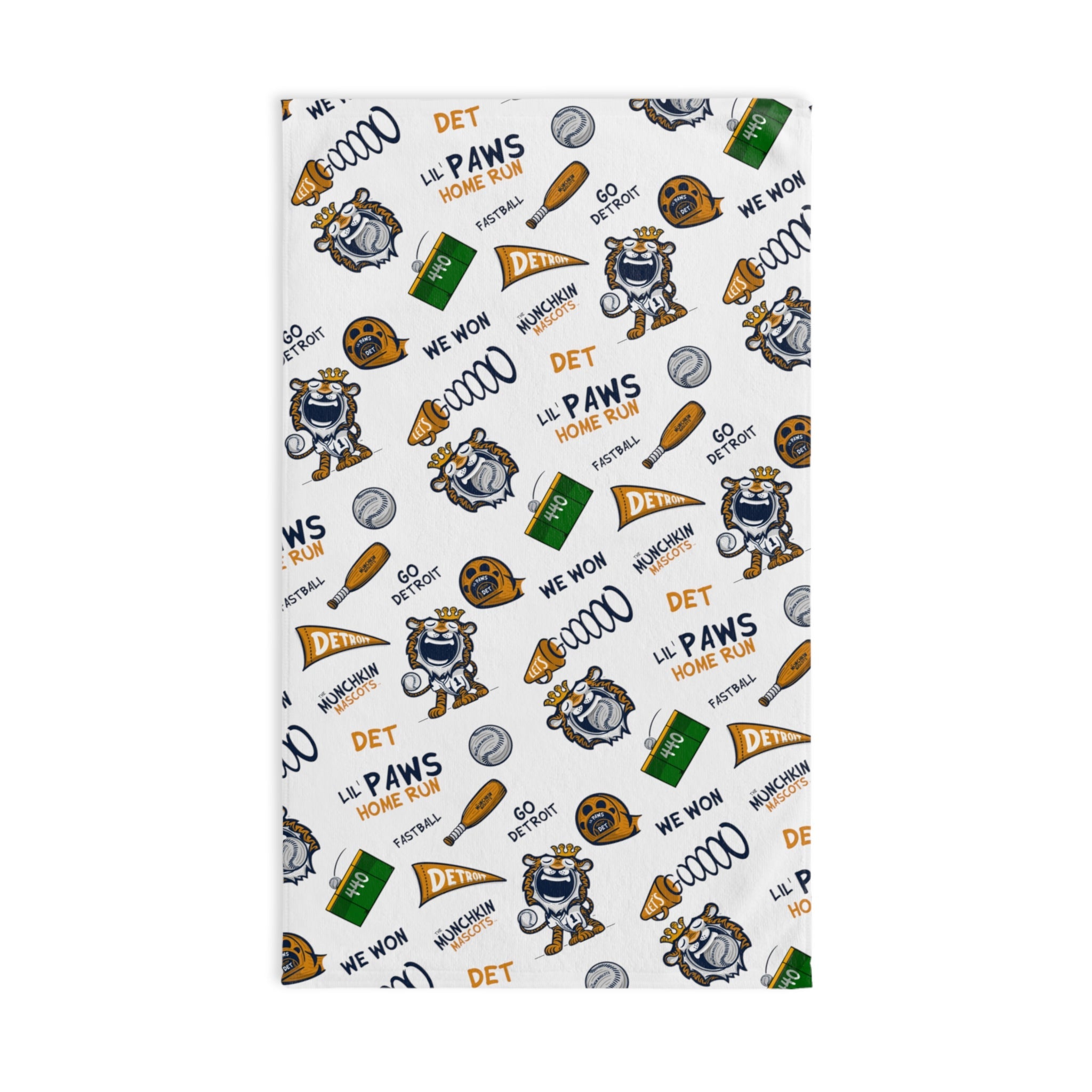 Hand Towel - Pattern - Lil' Paws DET Baseball Printify