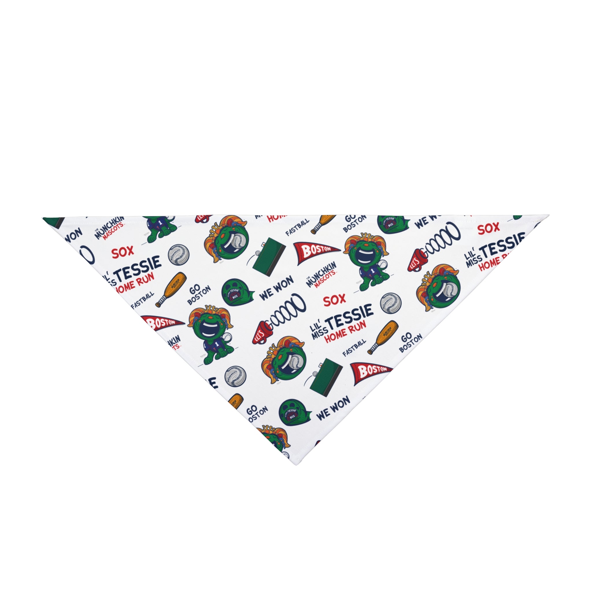 Boston Baseball Pet Bandana Lil' Miss Tessie Pattern | Hand-Drawn Art | Gifts for Pets