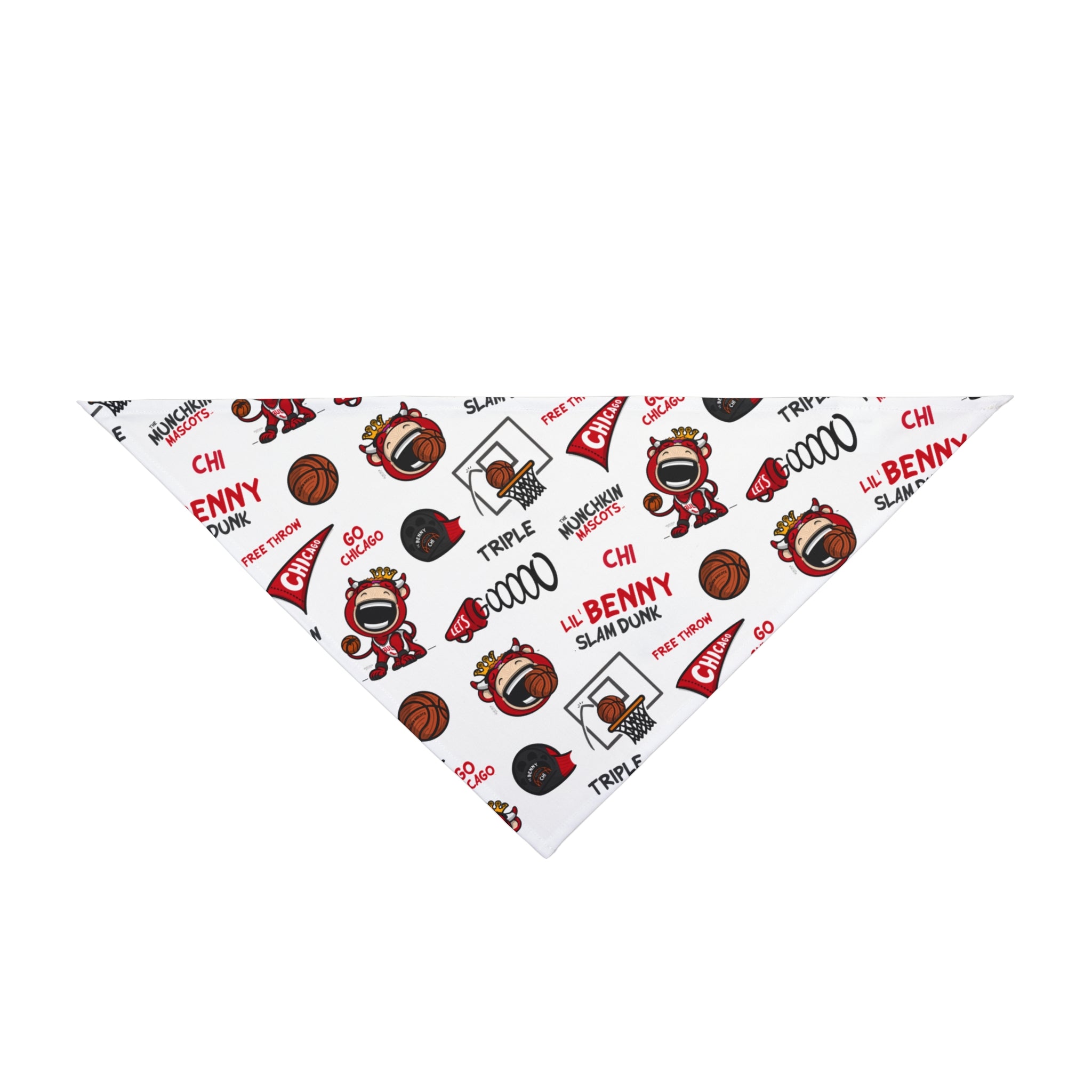 Chicago Basketball Pet Bandana Lil' Benny Pattern | Hand-Drawn Art | Gifts for Pets