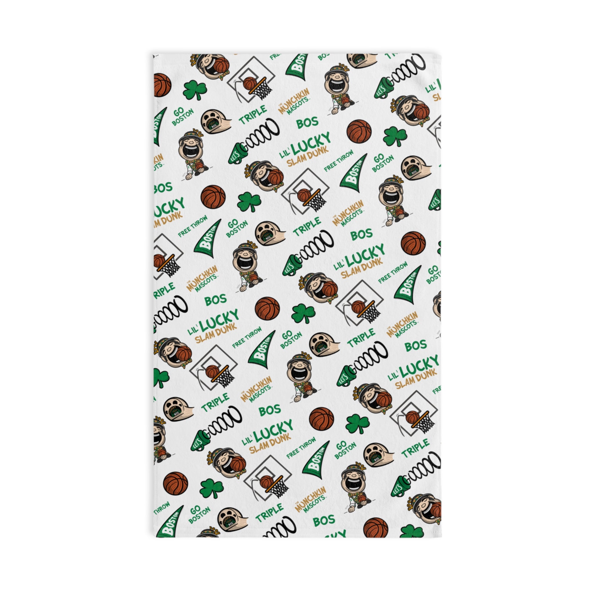 Boston Basketball Hand Towel Lil' Lucky Pattern | Hand-Drawn Art | Gifts for Kids