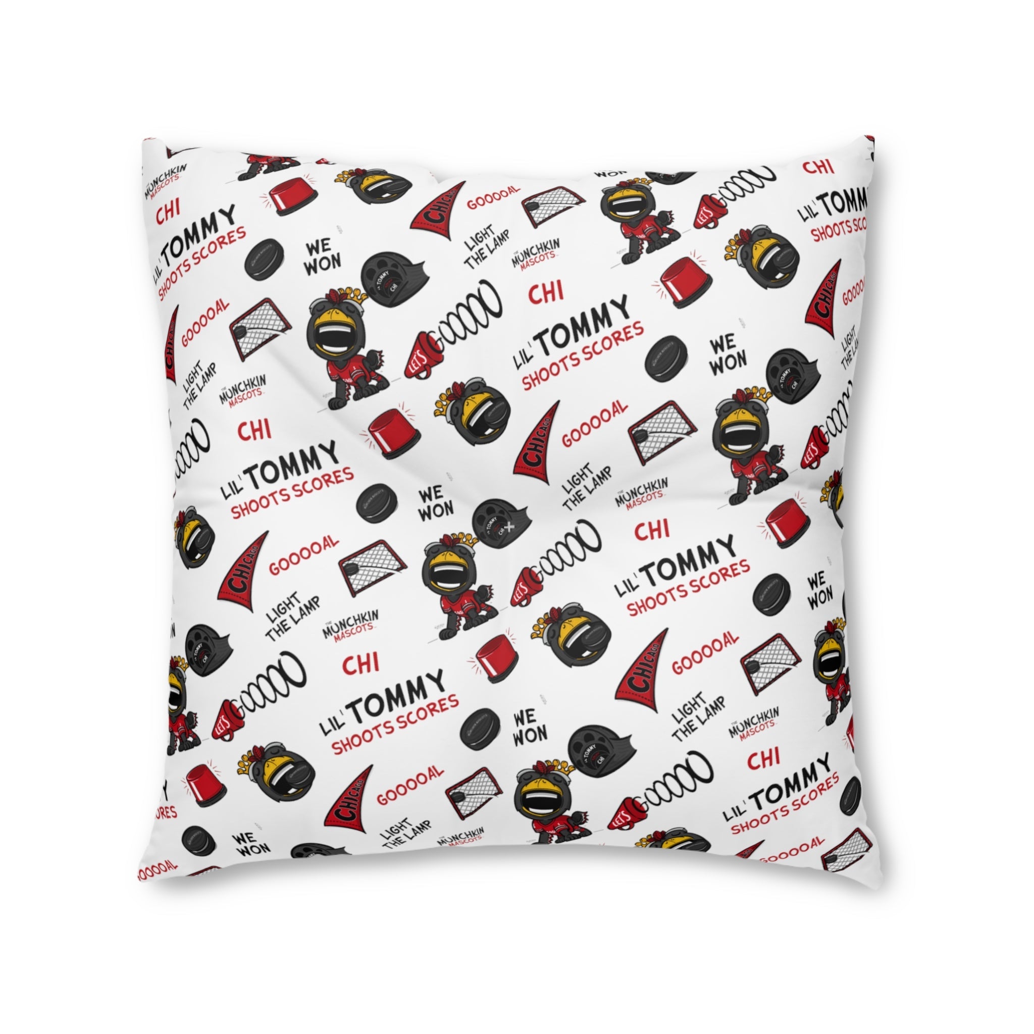 Tufted Floor Pillow, Square - Pattern + Future - Lil' Tommy CHI Hockey Printify