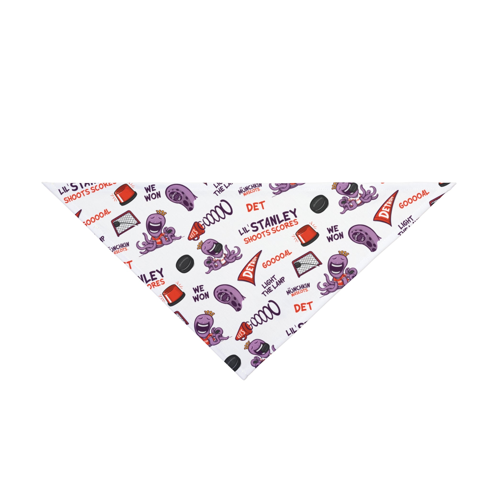 Detroit Hockey Pet Bandana Lil' Stanley Pattern | Hand-Drawn Art | Gifts for Pets