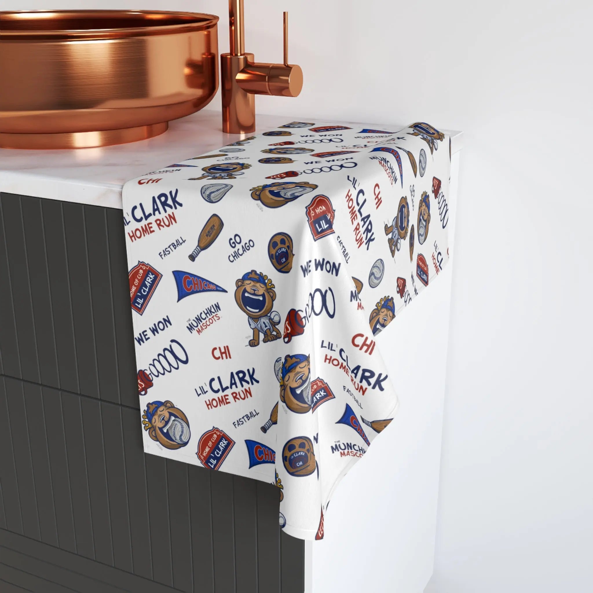 Hand Towel - Pattern - Lil' Clark CHI Baseball Printify