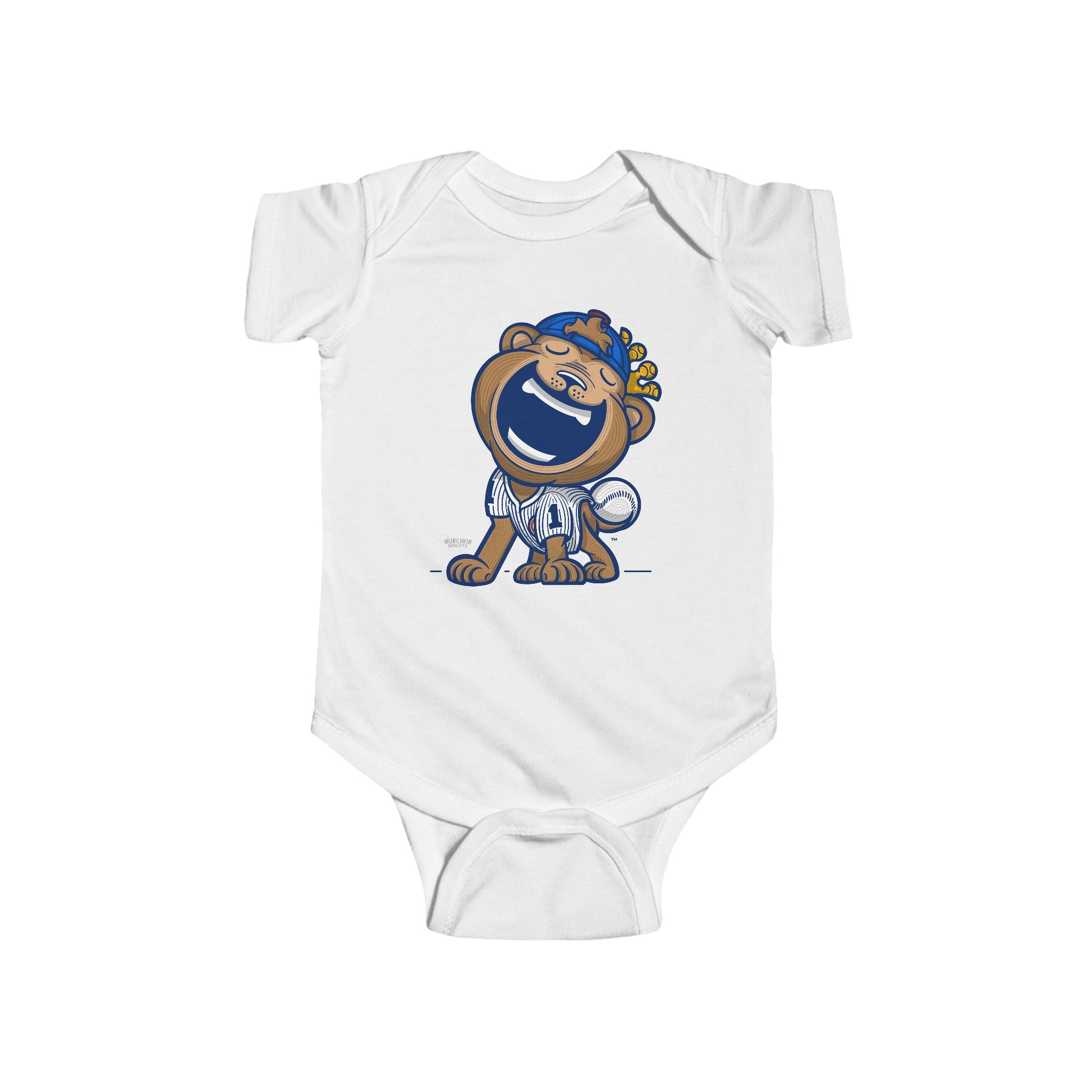 Chicago Baseball Newborn & Infant Lil' Clark 'Munchkin Mascot' Jersey Bodysuit | Hand-Drawn Art | Gifts for Newborns