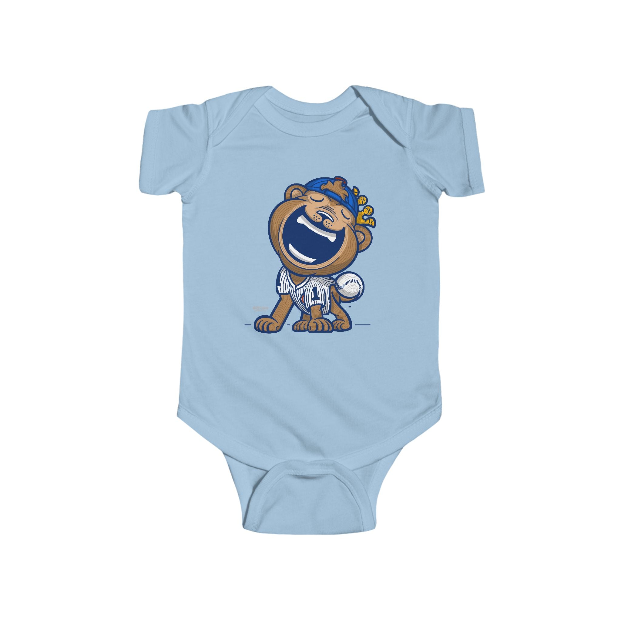 Chicago Baseball Newborn & Infant Lil' Clark 'Munchkin Mascot' Jersey Bodysuit | Hand-Drawn Art | Gifts for Newborns