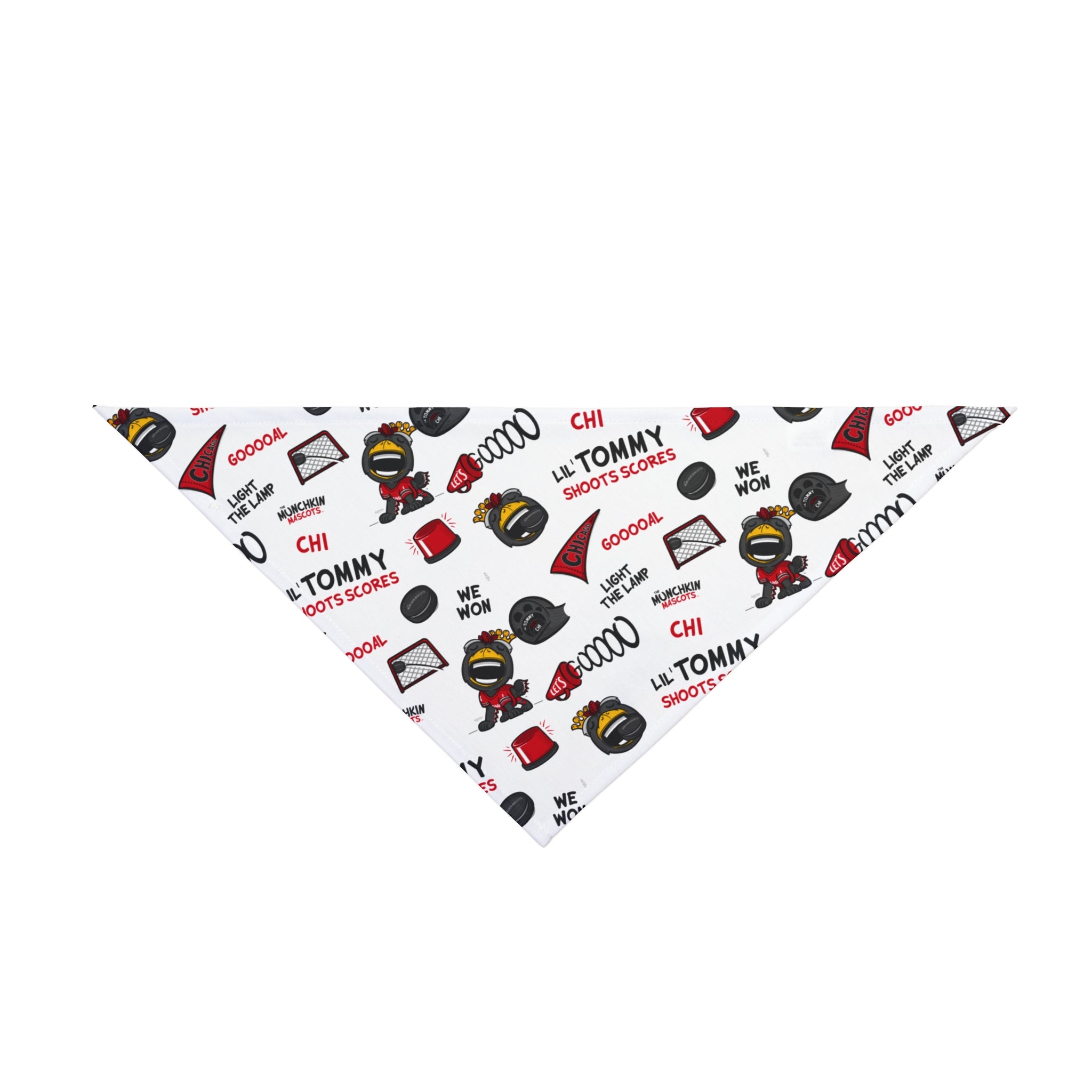 Chicago Hockey Pet Bandana Lil' Tommy Pattern | Hand-Drawn Art | Gifts for Pets