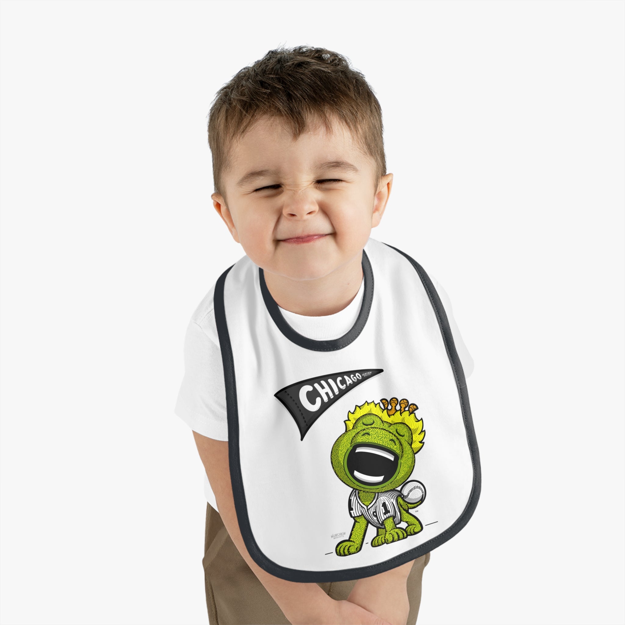 Chicago Baseball Baby Bib & Infant Lil' Southpaw Themed | Hand-Drawn Art | Gifts for Newborns
