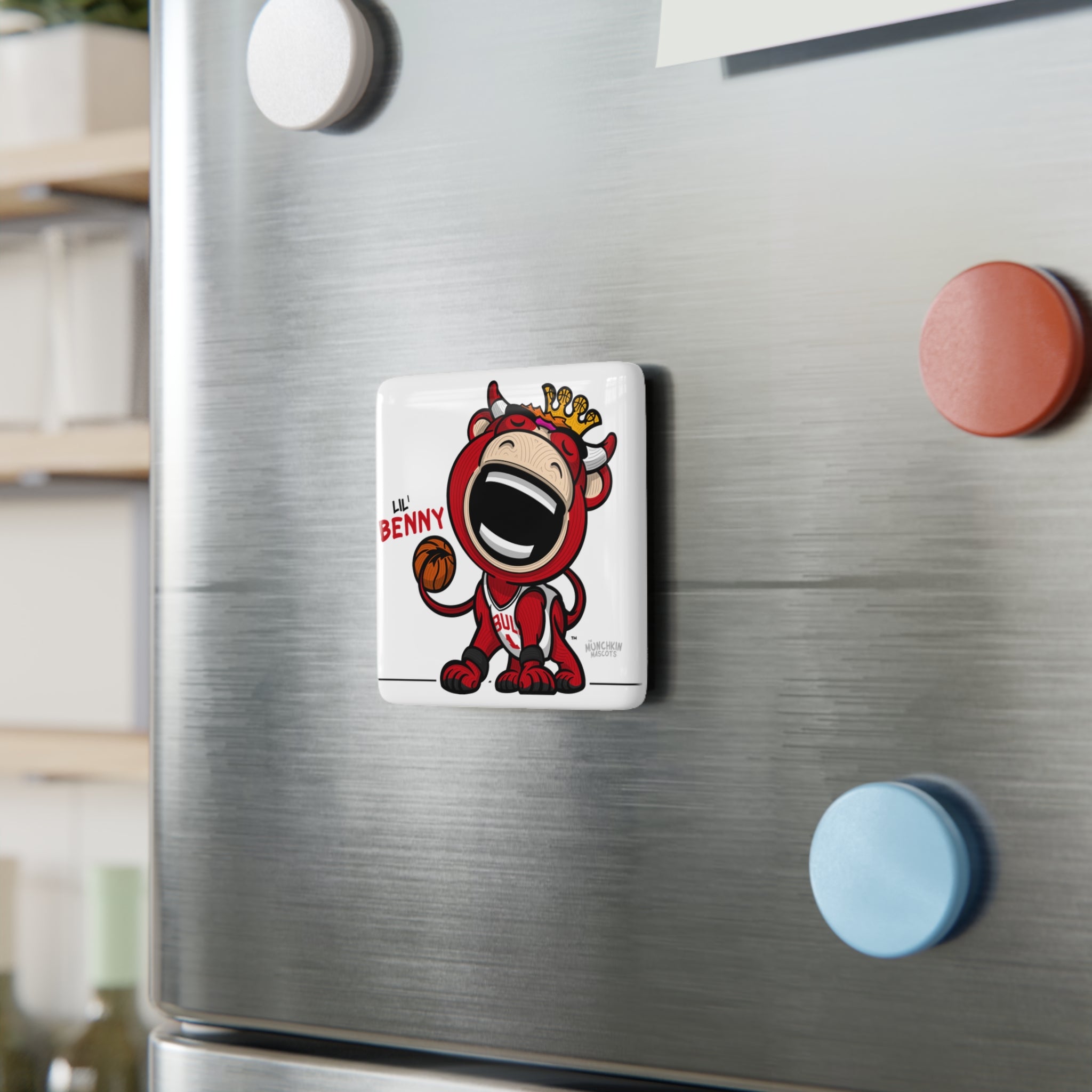 Chicago Basketball Porcelain Magnet Lil' Benny 'Munchkin Mascot' | Hand-Drawn Art | Gifts for Kids