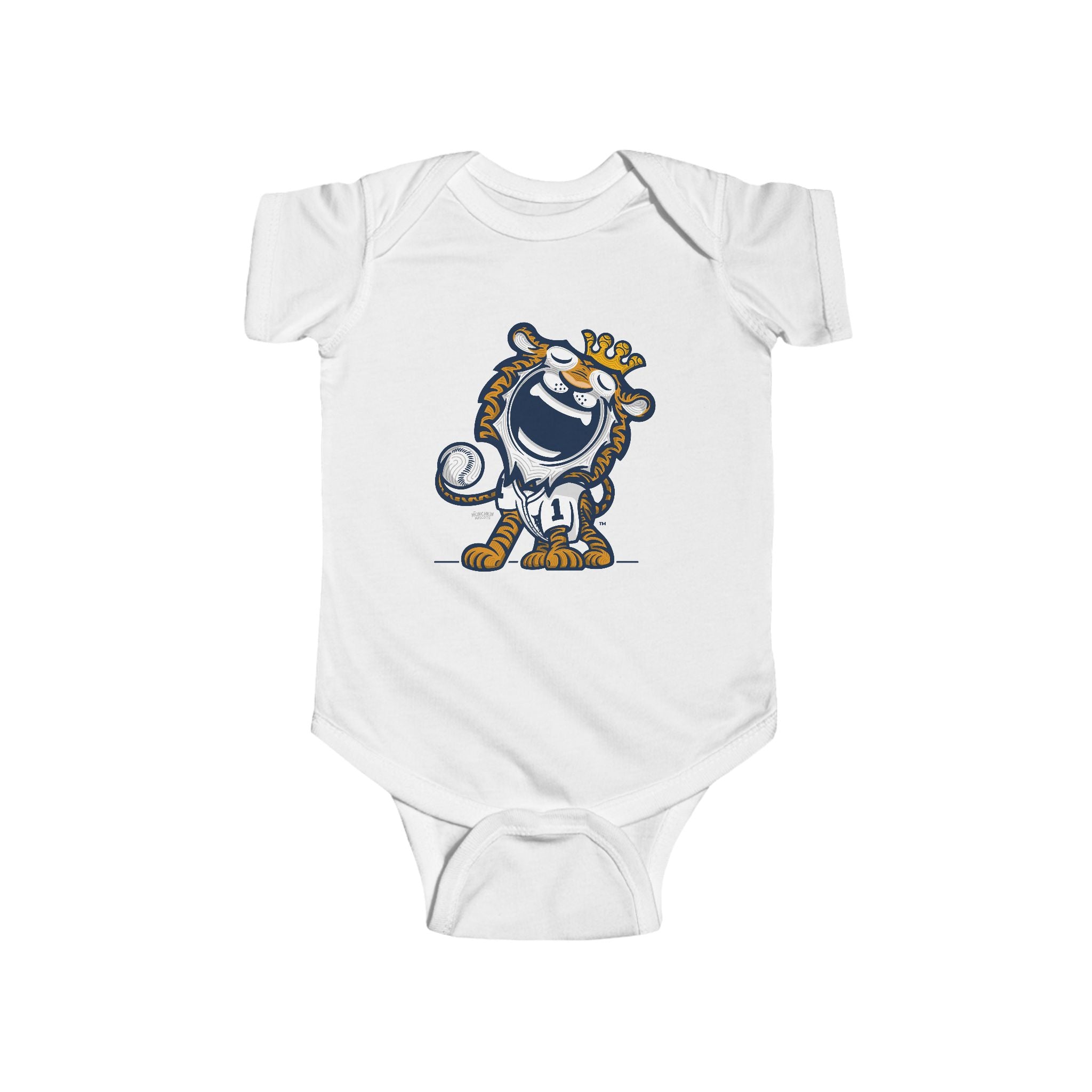 Detroit Baseball Newborn & Infant Lil' Paws 'Munchkin Mascot' Jersey Bodysuit | Hand-Drawn Art | Gifts for Newborns