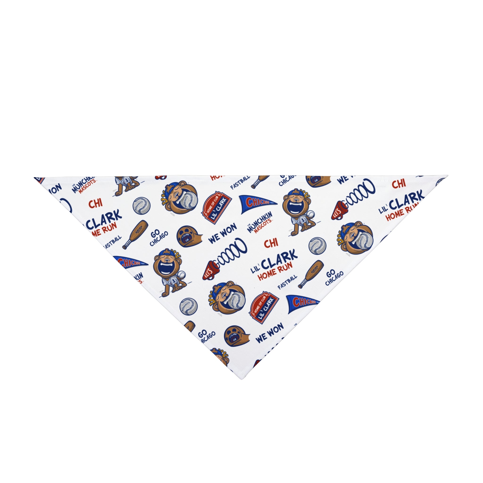 Chicago Baseball Pet Bandana Lil' Clark Pattern | Hand-Drawn Art | Gifts for Pets