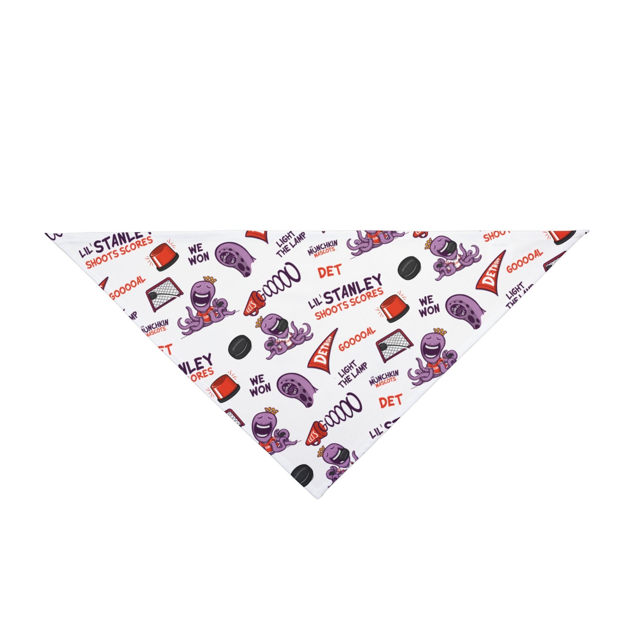 Detroit Hockey Pet Bandana Lil' Stanley Pattern | Hand-Drawn Art | Gifts for Pets