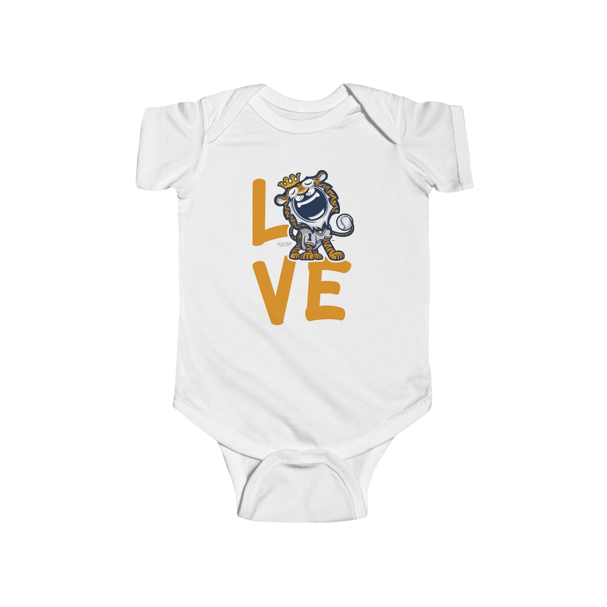 Detroit Baseball Newborn & Infant Lil' Paws 'LOVE' Jersey Bodysuit | Hand-Drawn Art | Gifts for Newborns