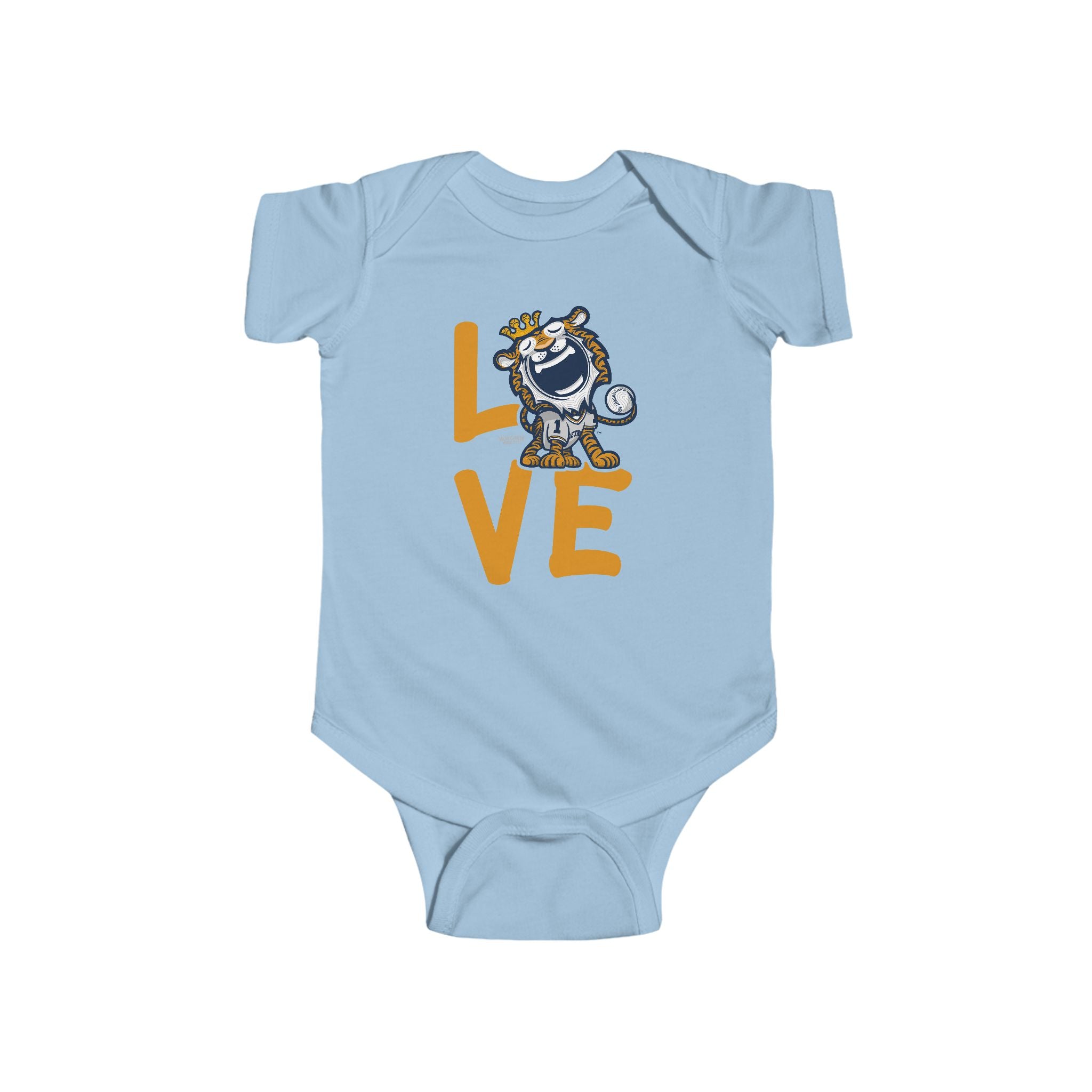 Detroit Baseball Newborn & Infant Lil' Paws 'LOVE' Jersey Bodysuit | Hand-Drawn Art | Gifts for Newborns
