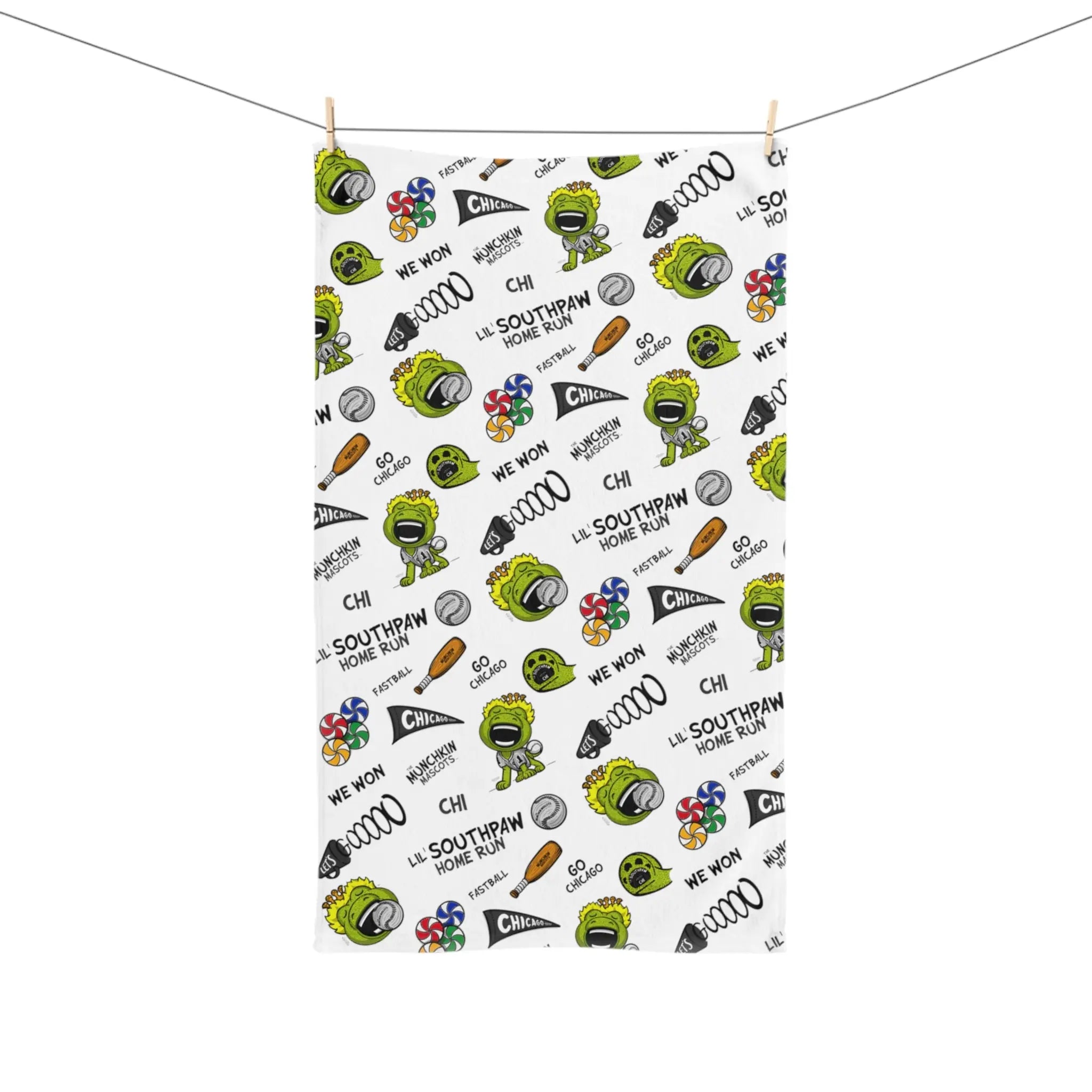 Hand Towel - Pattern - Lil' Southpaw CHI Baseball Printify