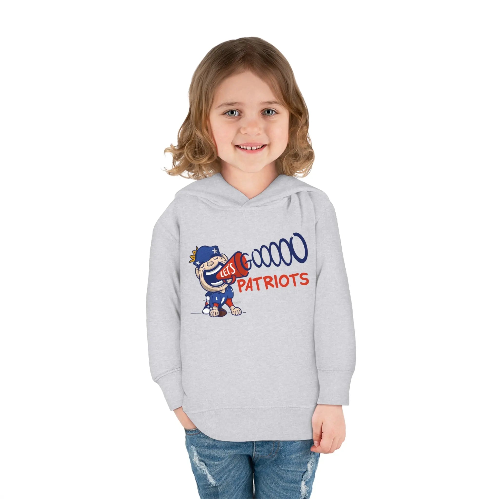 Toddler Pullover Fleece Hoodie - Let's Go - Lil' Pat NE Football Printify