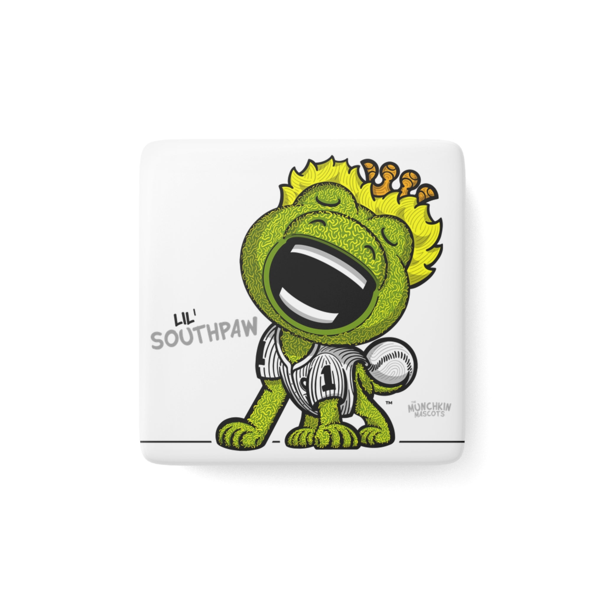 Chicago Baseball Porcelain Magnet Lil' Southpaw 'Munchkin Mascot' | Hand-Drawn Art | Gifts for Kids