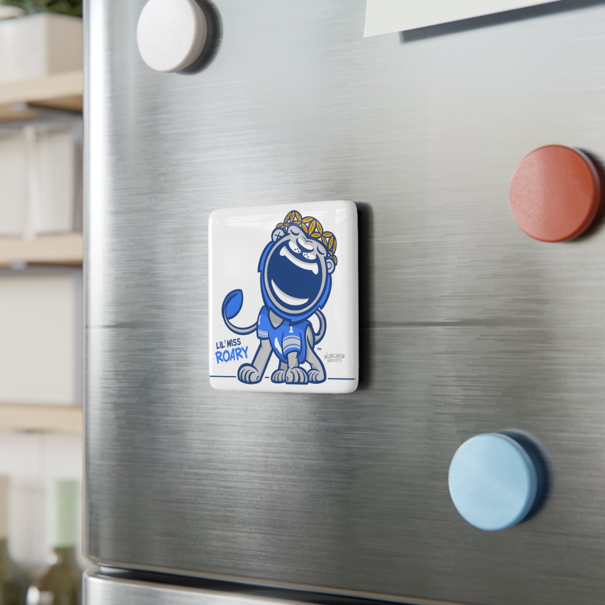Detroit Football Porcelain Magnet Lil' Miss Roary 'Munchkin Mascot' | Hand-Drawn Art | Gifts for Kids