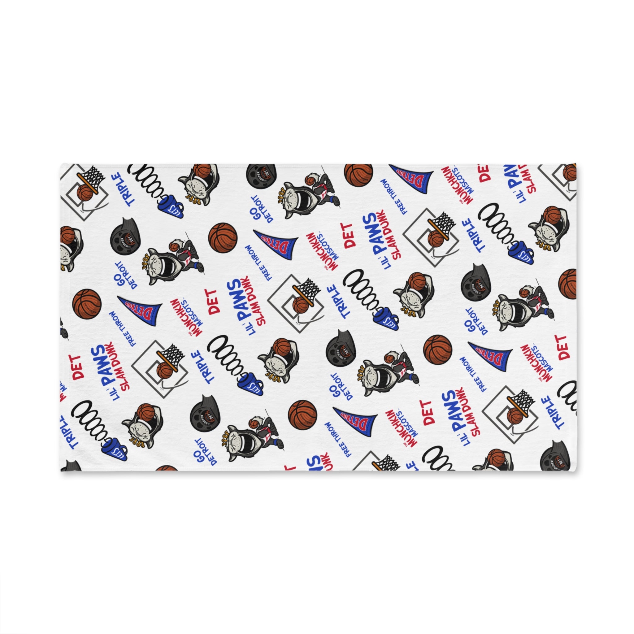 Detroit Basketball Hand Towel Lil' Hooper Pattern | Hand-Drawn Art | Gifts for Kids