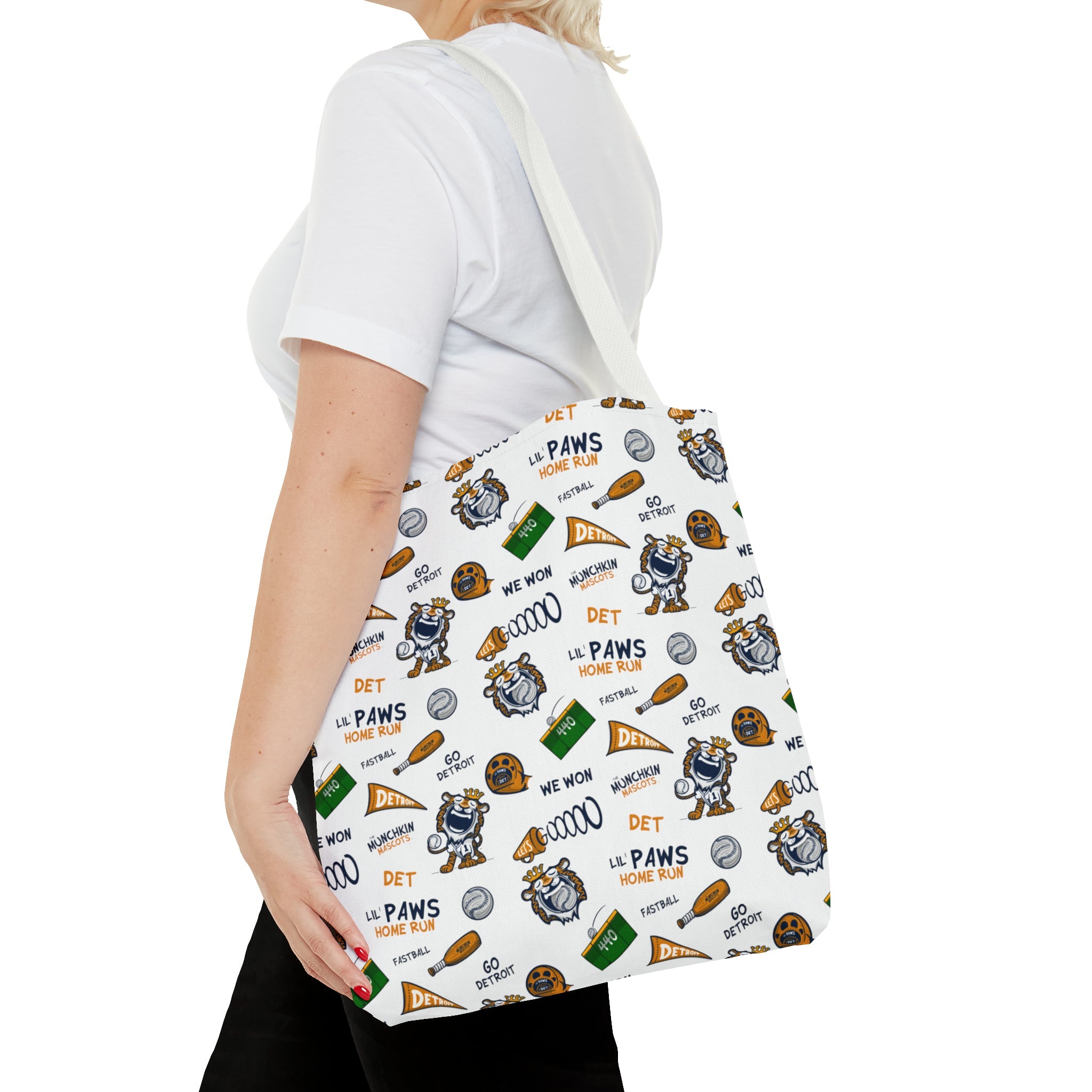 🐾⚾ Tote Bag (AOP) - Pattern - Lil' Paws DET Baseball ⚾🐾 Printify
