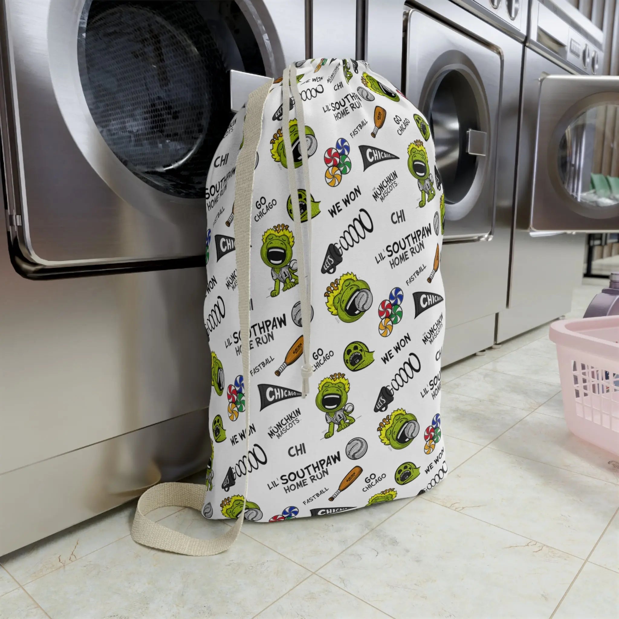 Laundry Bag - Pattern - Lil' Southpaw CHI Baseball Printify