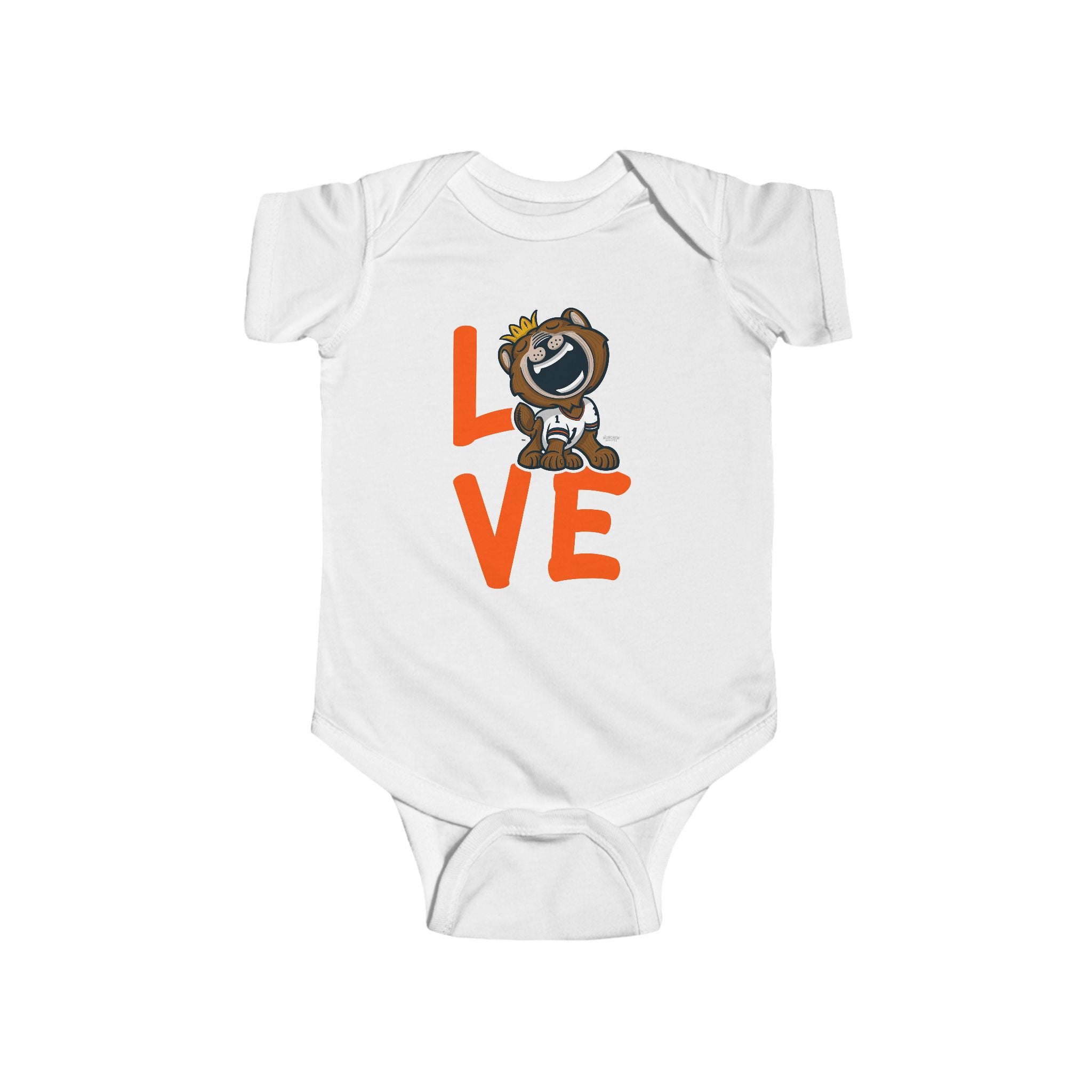 Chicago Football Newborn & Infant Lil' Staley 'LOVE' Jersey Bodysuit | Hand-Drawn Art | Gifts for Newborns