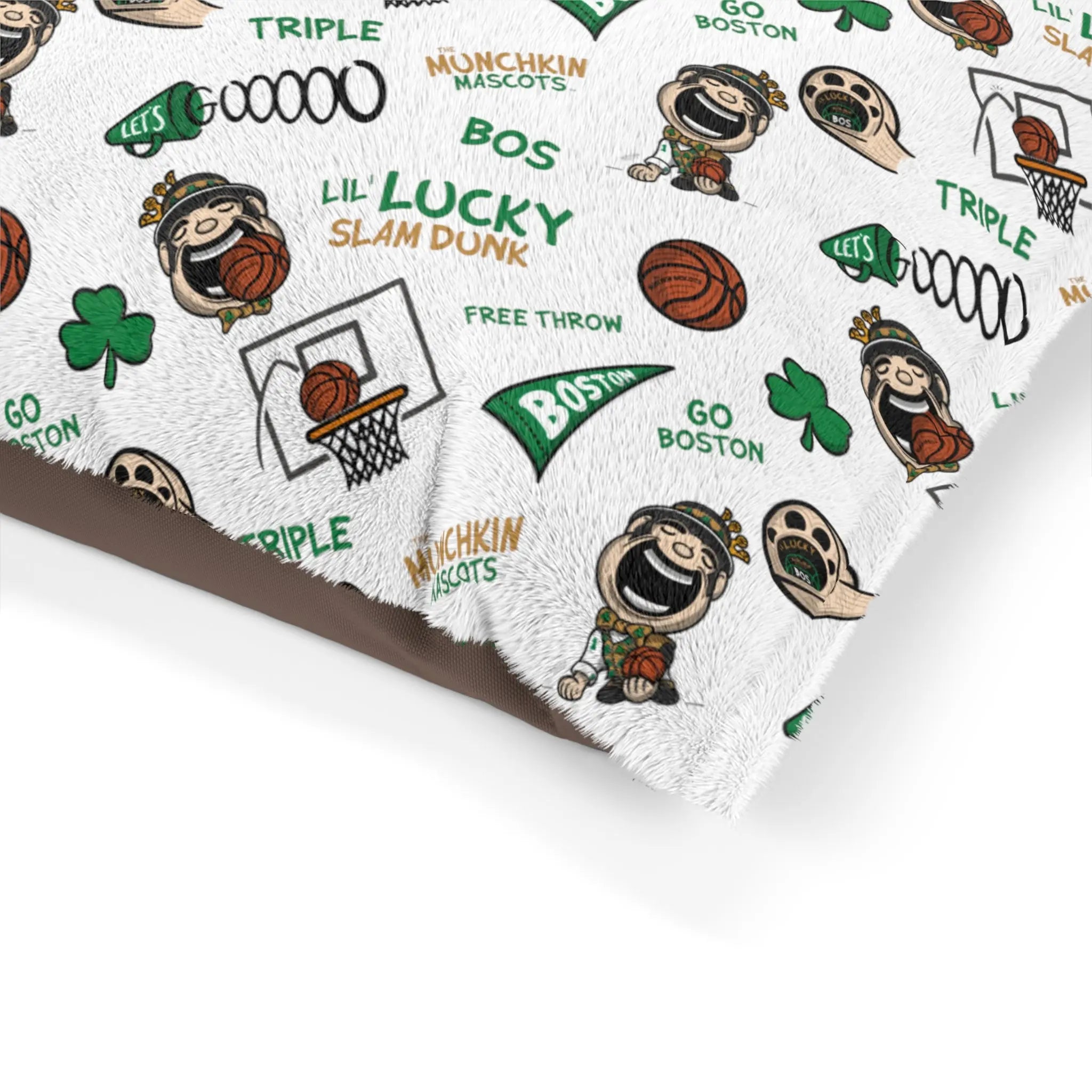 Pet Bed- Lets Go + Pattern - Lil' Lucky BOS Basketball Printify
