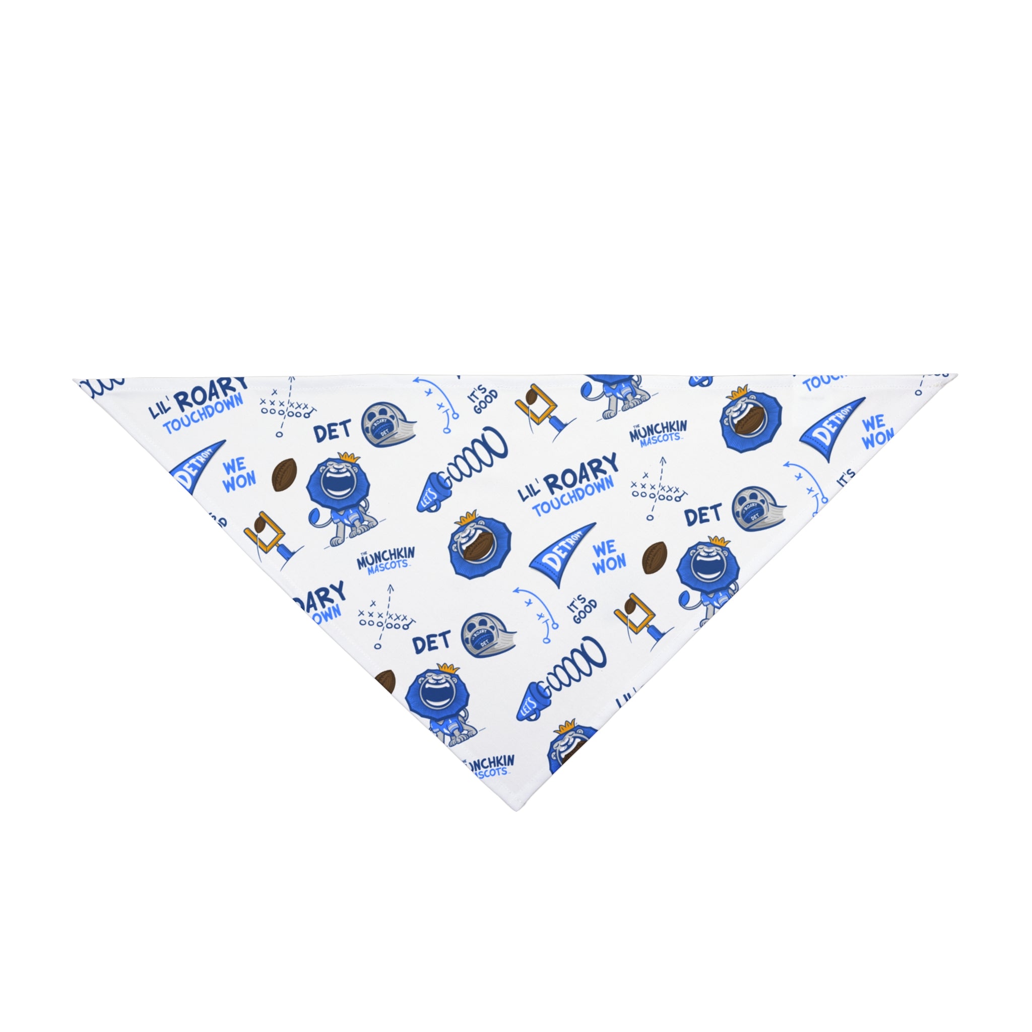 Detroit Football Pet Bandana Lil' Roary Pattern | Hand-Drawn Art | Gifts for Pets